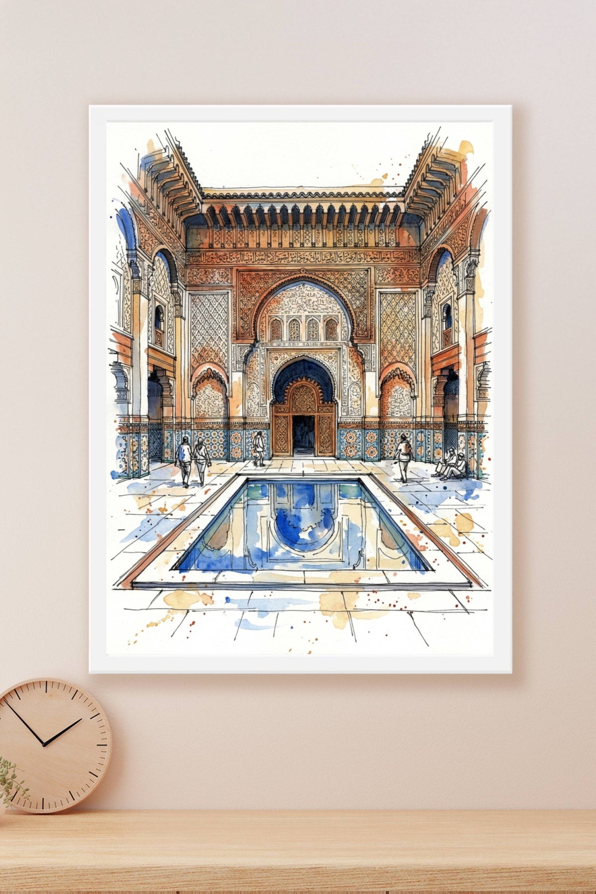 Poster du Riad marocain, affiche architecture zellige