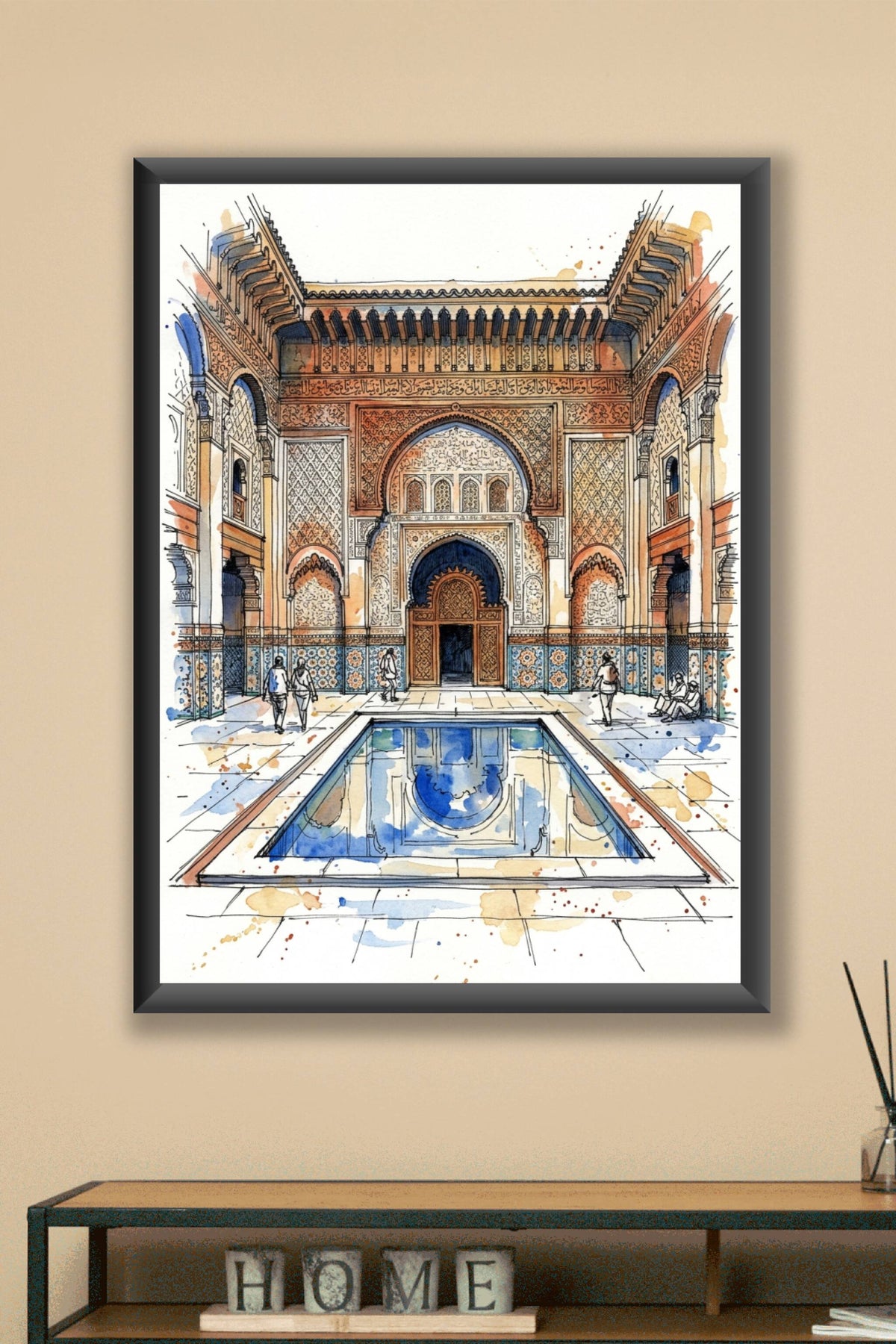 Poster du Riad marocain, affiche architecture zellige