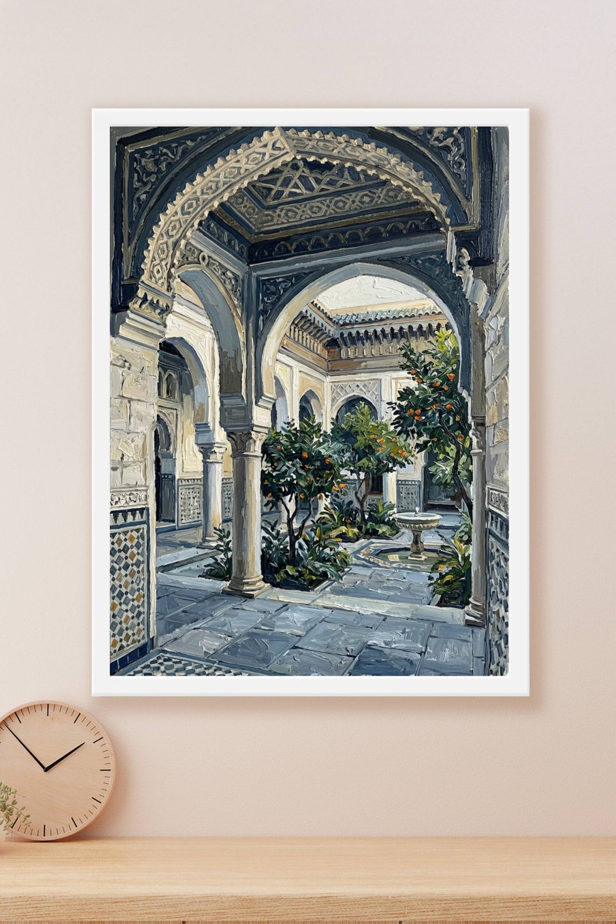 Poster Riad marocain, orangers et fontaine
