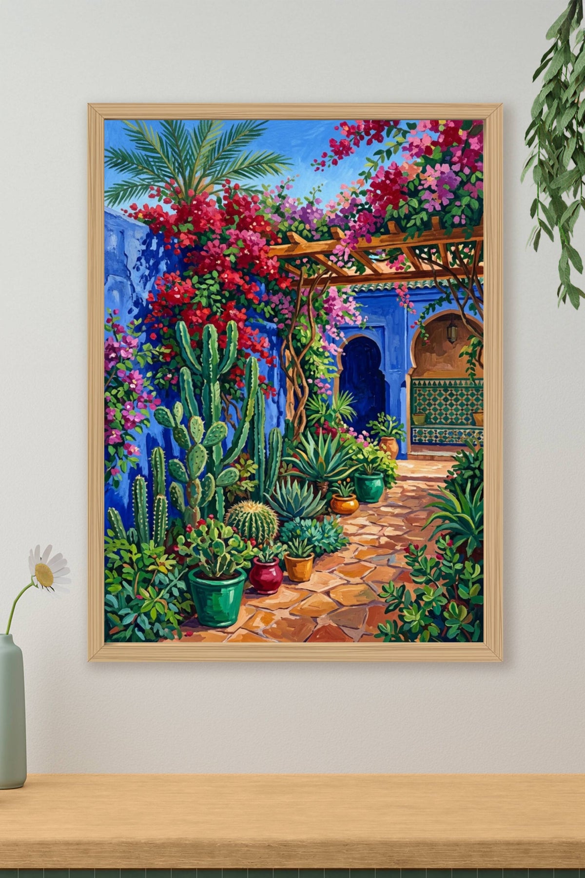 Poster du jardin de Marrakech, affiche murs bleus