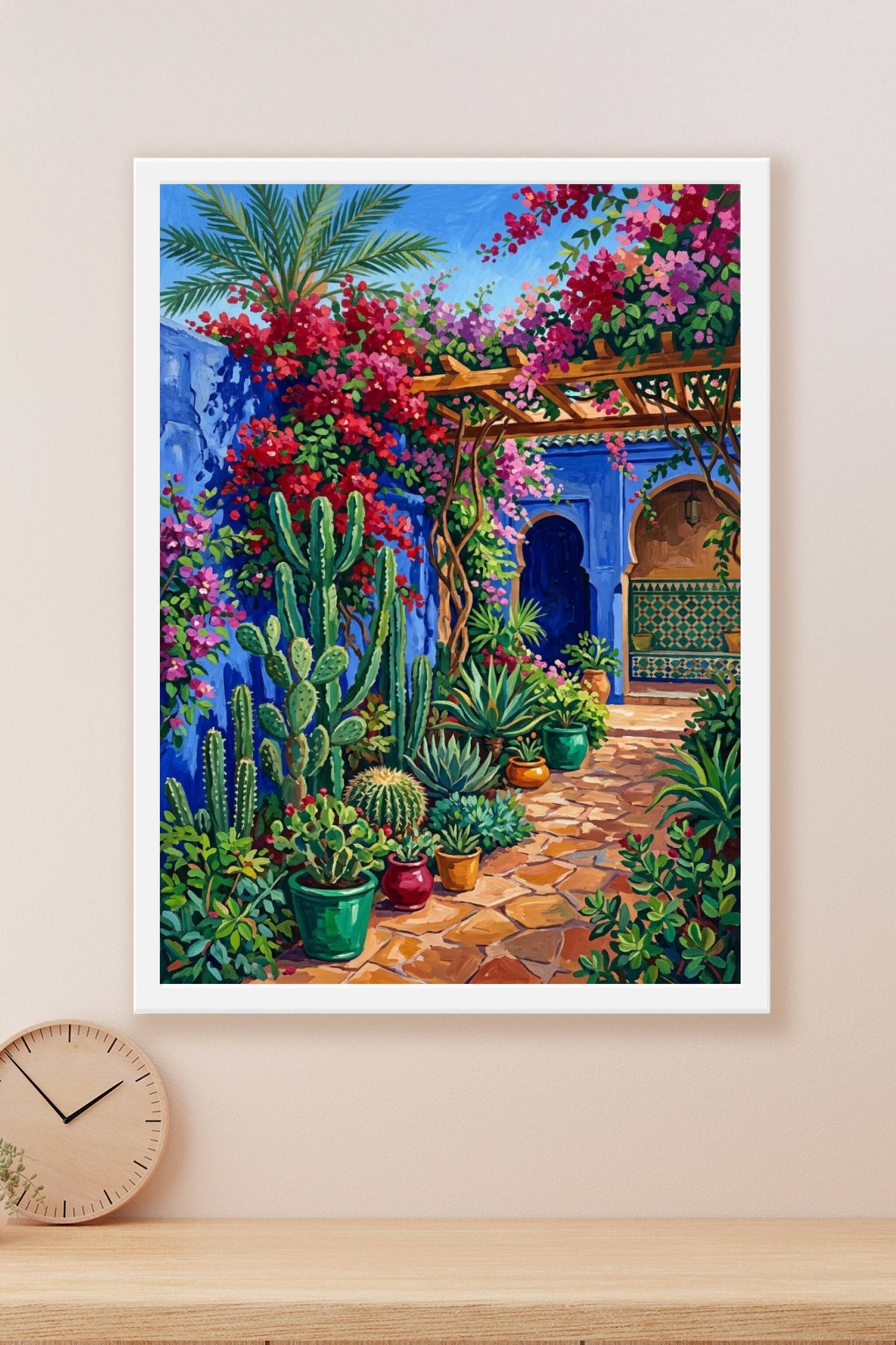 Poster du jardin de Marrakech, affiche murs bleus