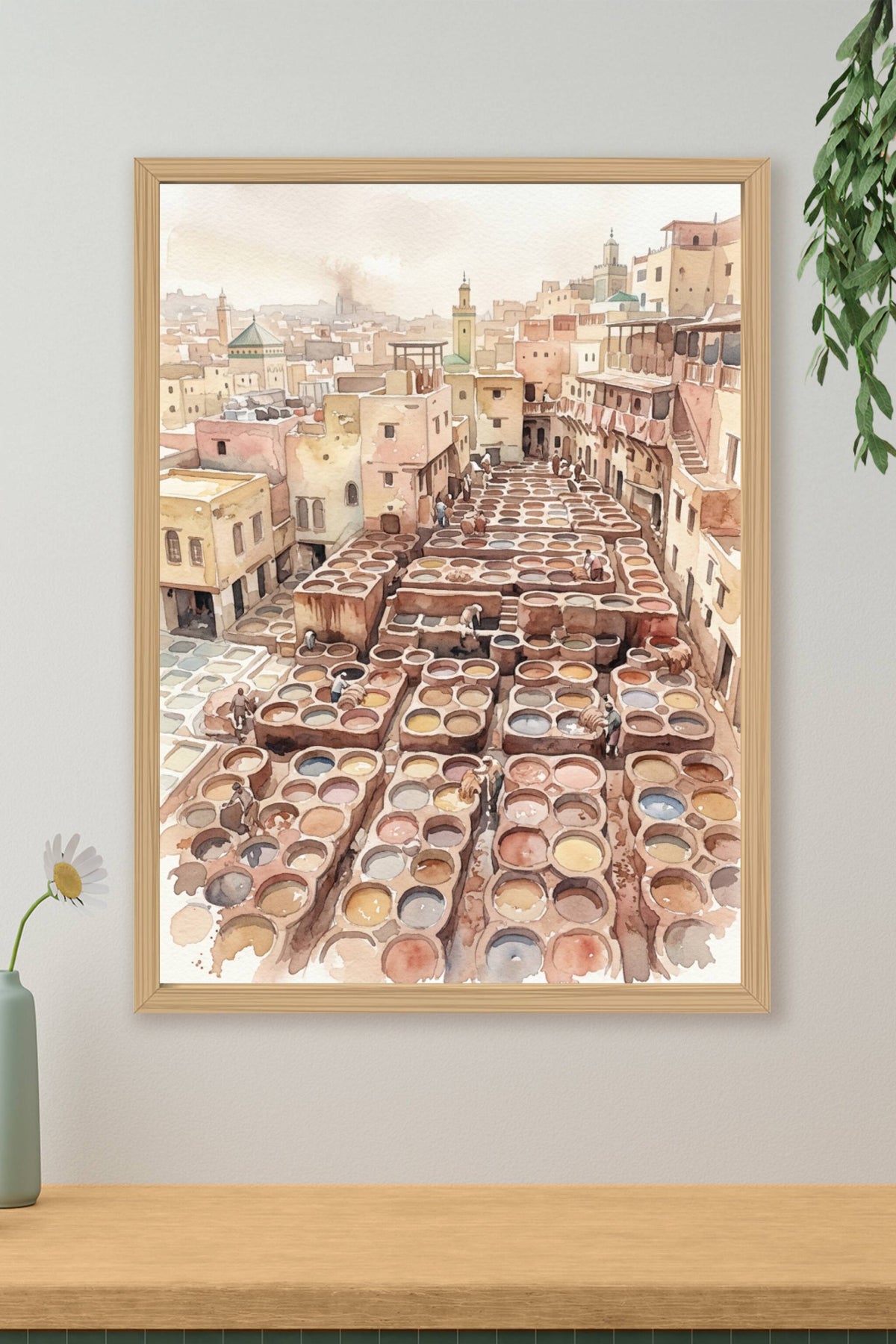 Poster Tanneries de Fès, cuves de teinture Maroc