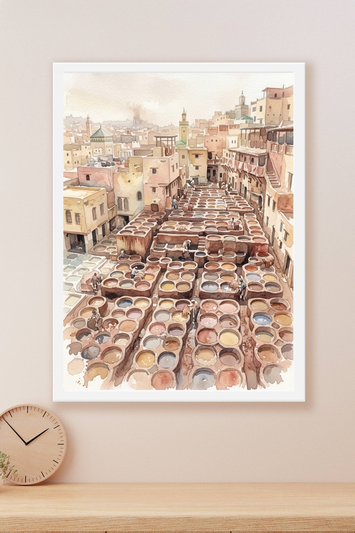 Poster Tanneries de Fès, cuves de teinture Maroc