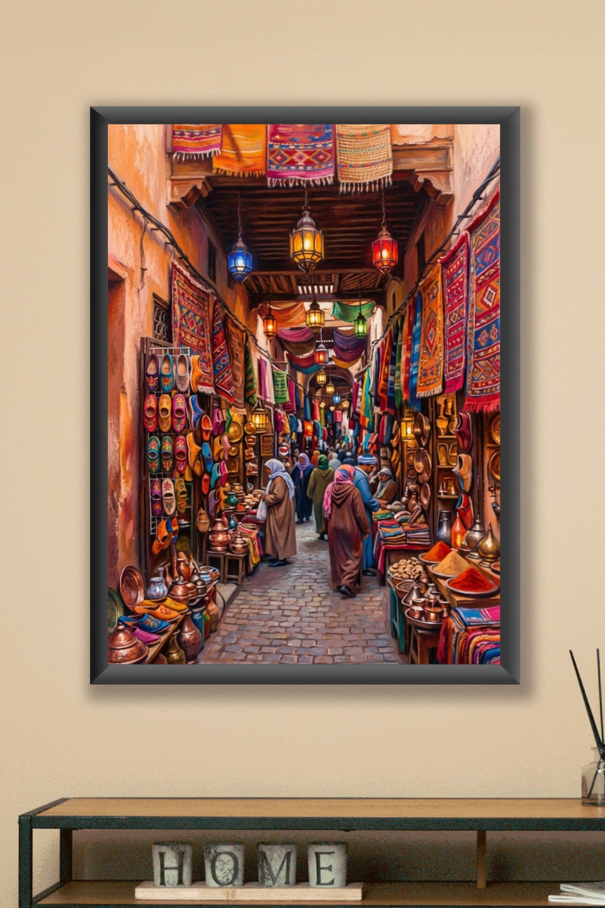 Affiche Souk du Maroc, poster du marché traditionnel