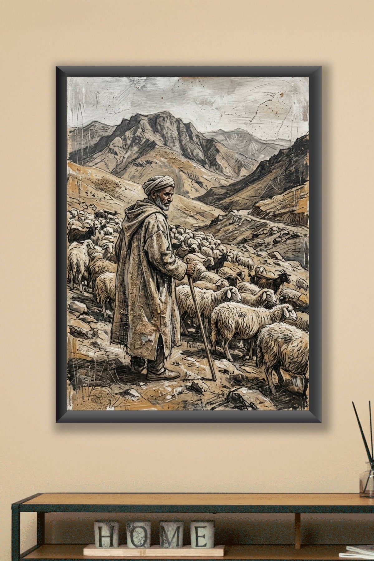 Poster Berger marocain, affiche montagnes de l'Atlas
