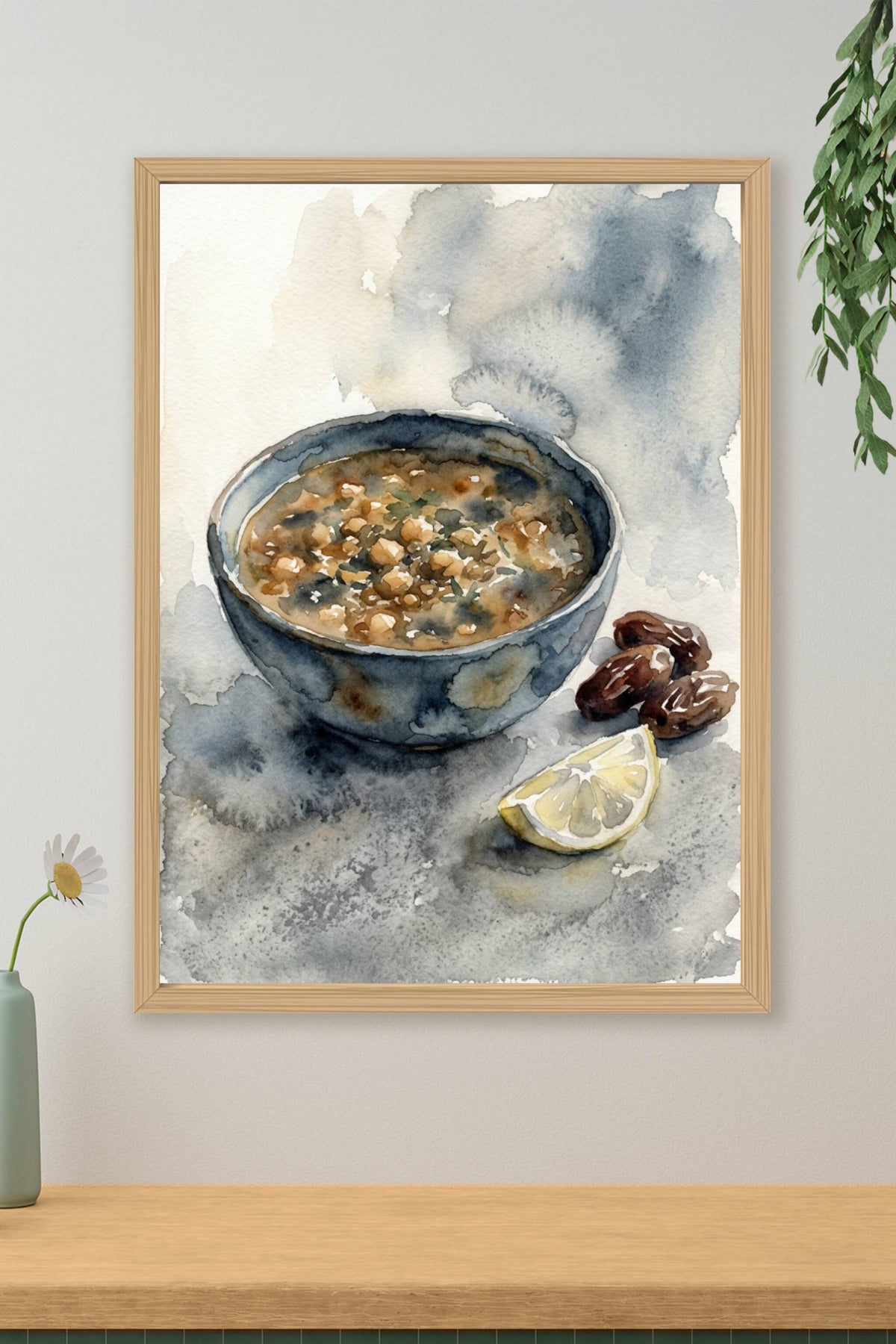 Poster Harira marocaine, aquarelle de cuisine du Maroc