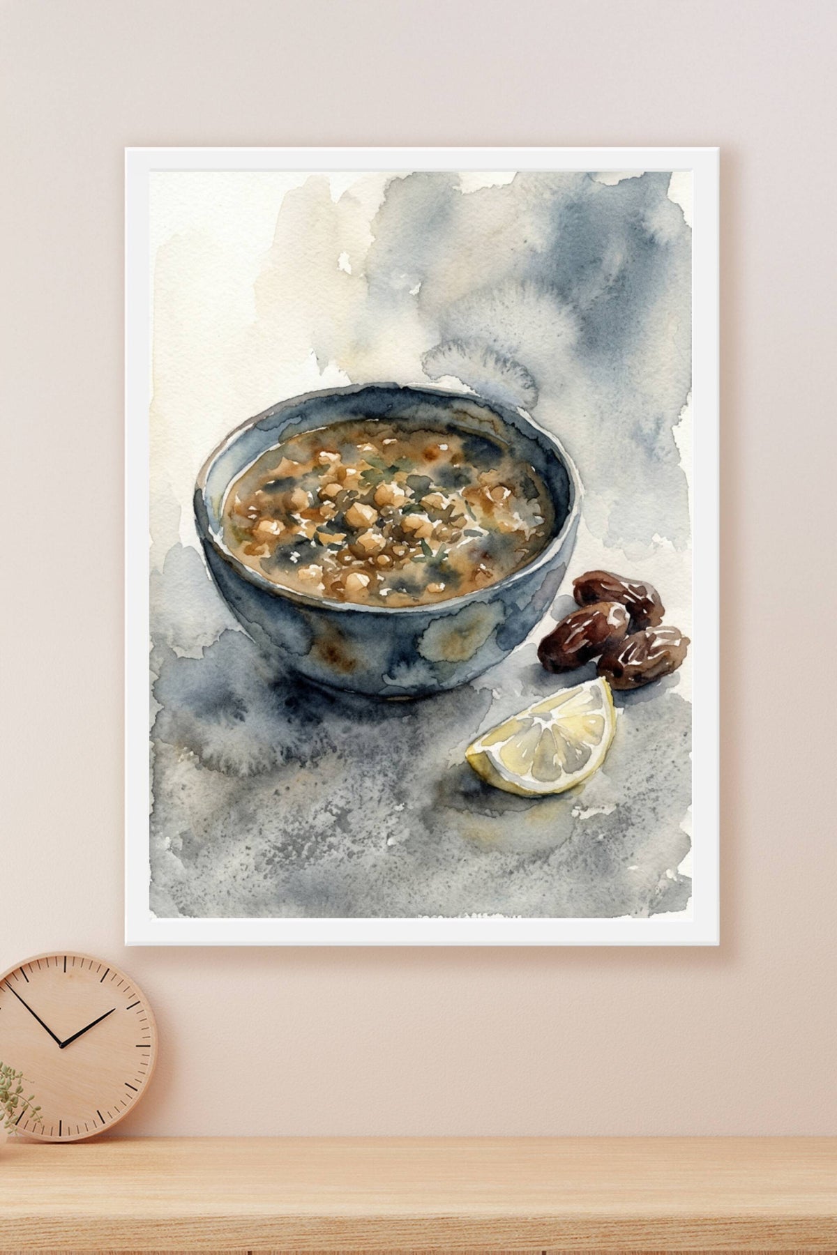 Poster Harira marocaine, aquarelle de cuisine du Maroc