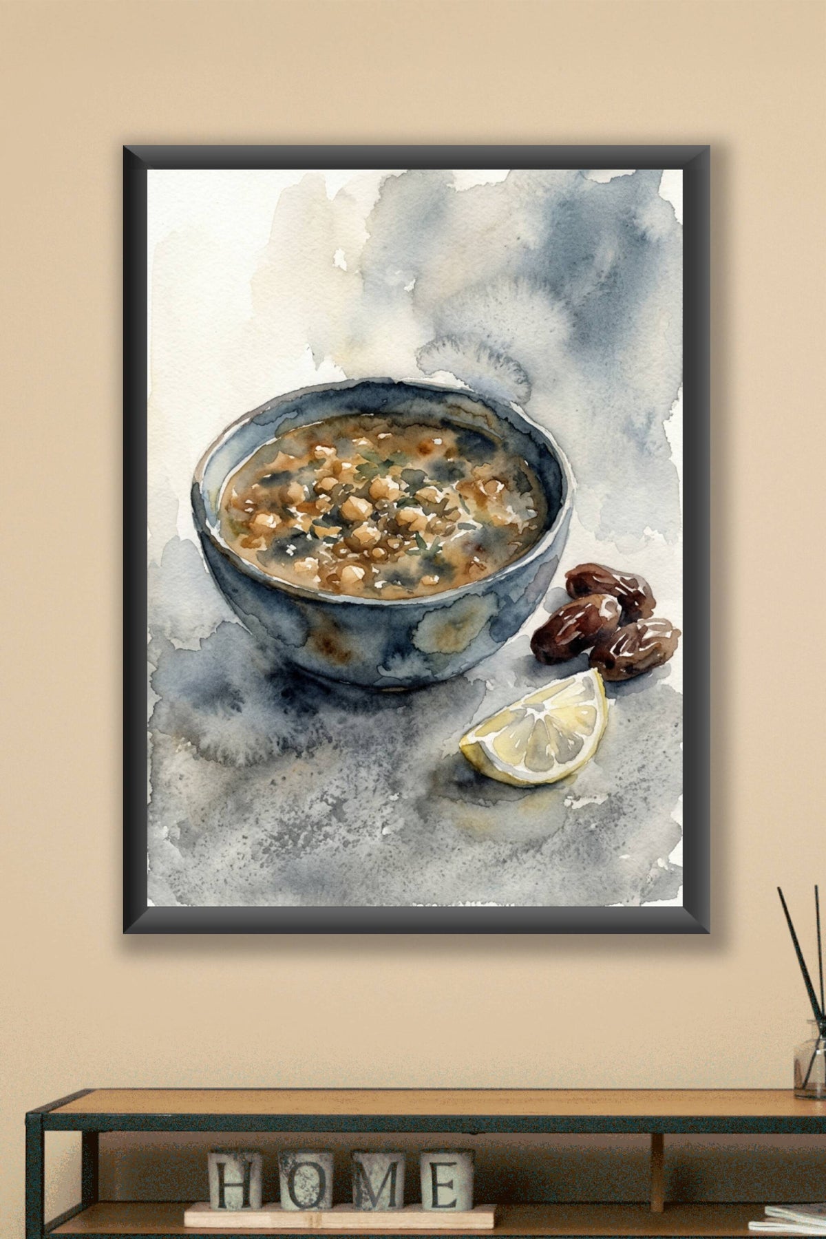 Poster Harira marocaine, aquarelle de cuisine du Maroc