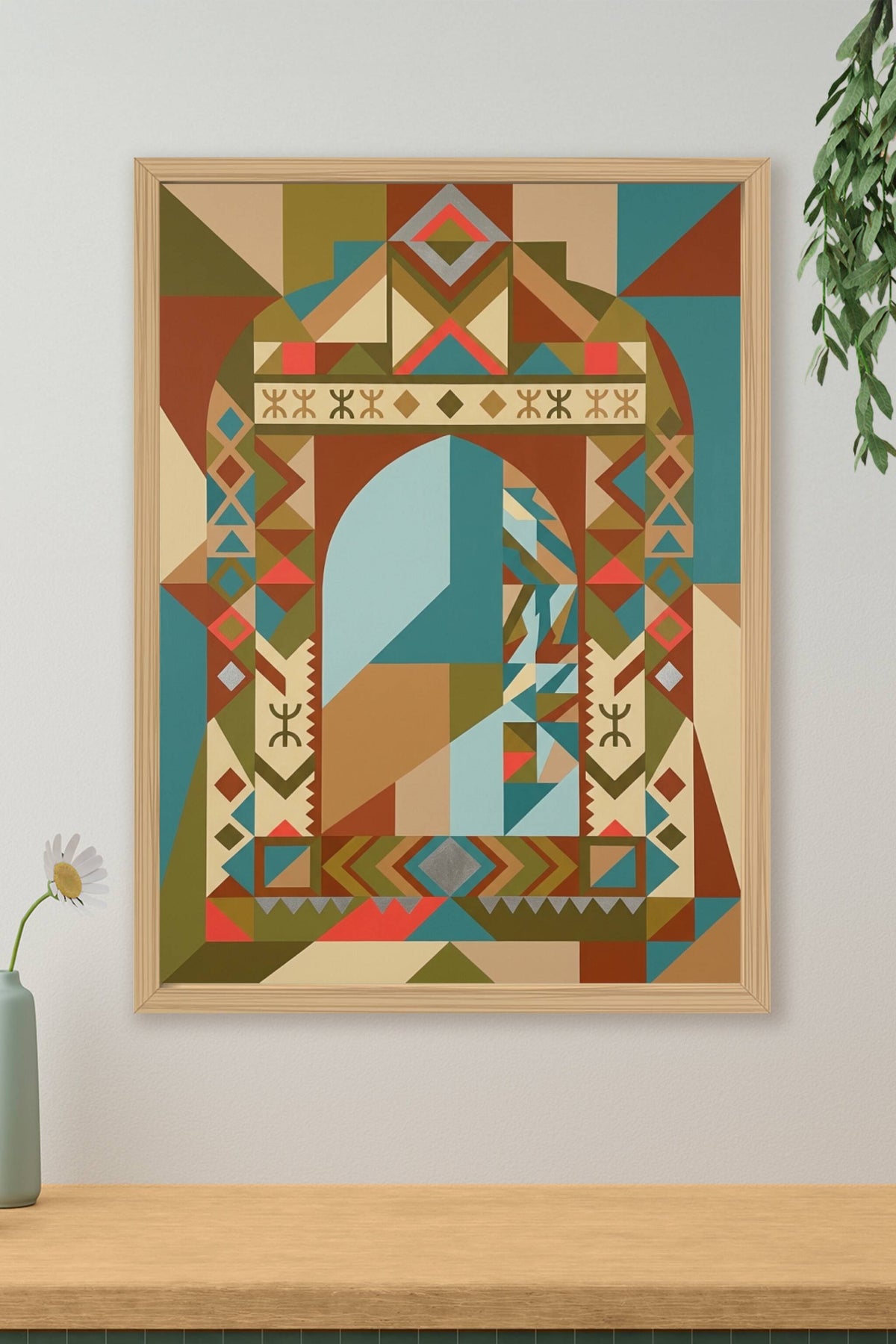 Poster Art Marocain, affiche porte aux motifs berbères