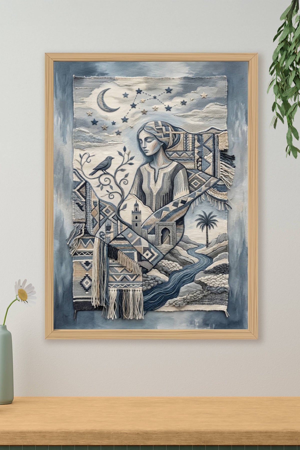 Affiche Art Marocain, poster femme berbère tissée
