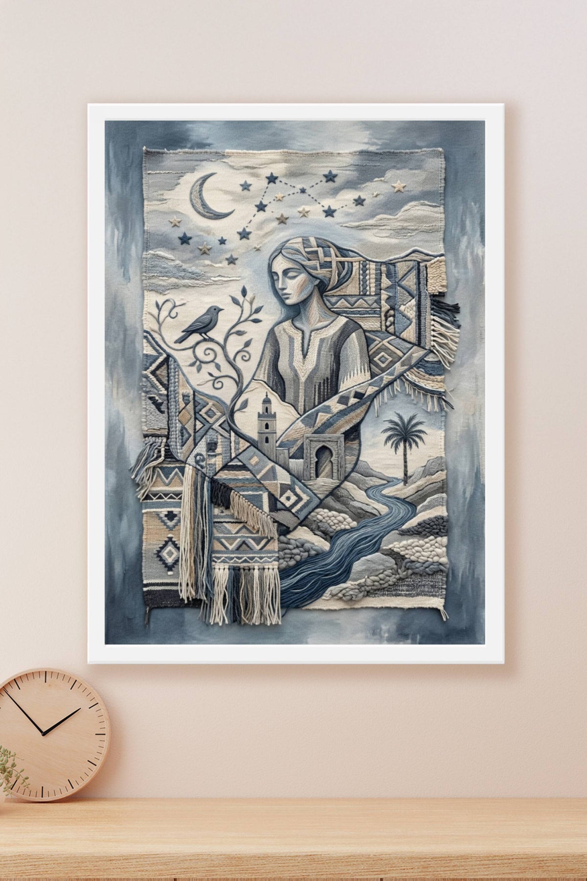 Affiche Art Marocain, poster femme berbère tissée