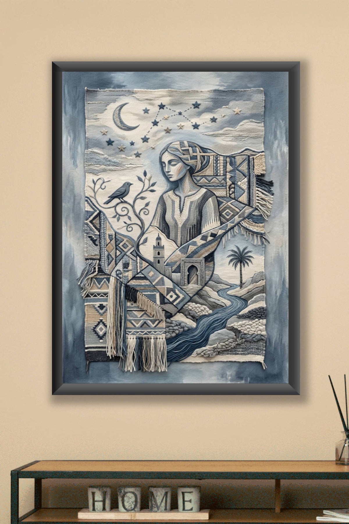 Affiche Art Marocain, poster femme berbère tissée