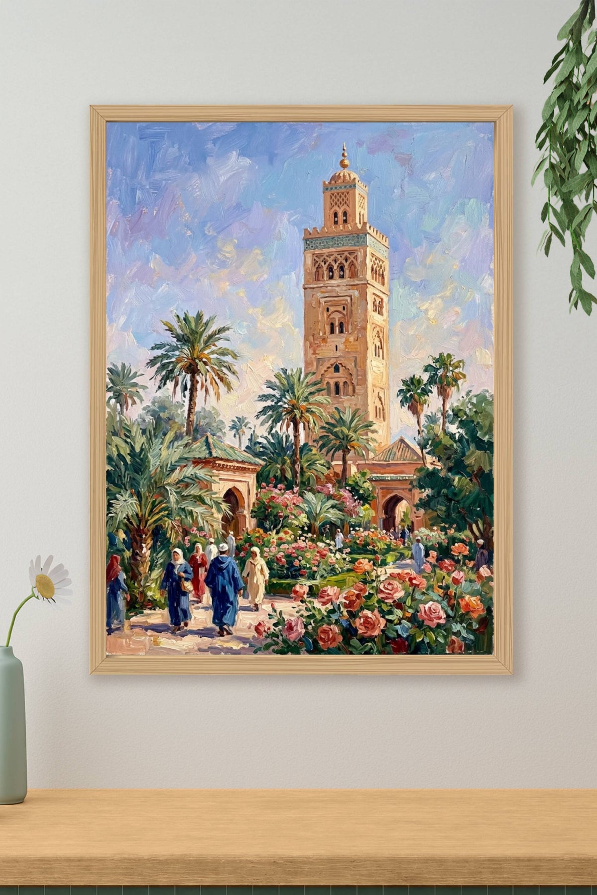 Poster Marrakech Art Marocain, affiche jardins fleuris