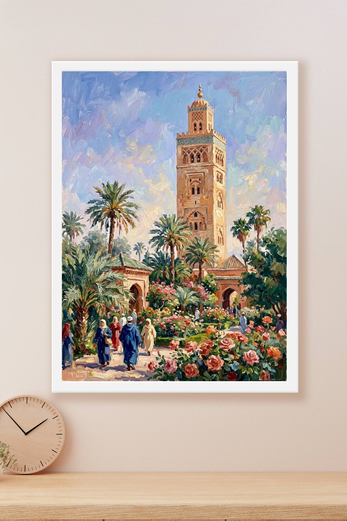 Poster Marrakech Art Marocain, affiche jardins fleuris
