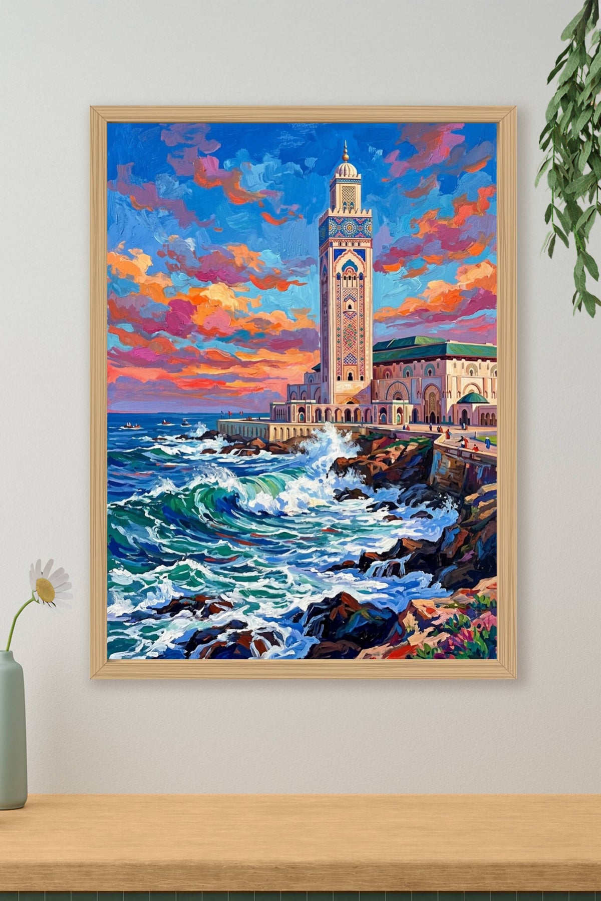 Affiche de la Mosquée Hassan II du Maroc, vagues