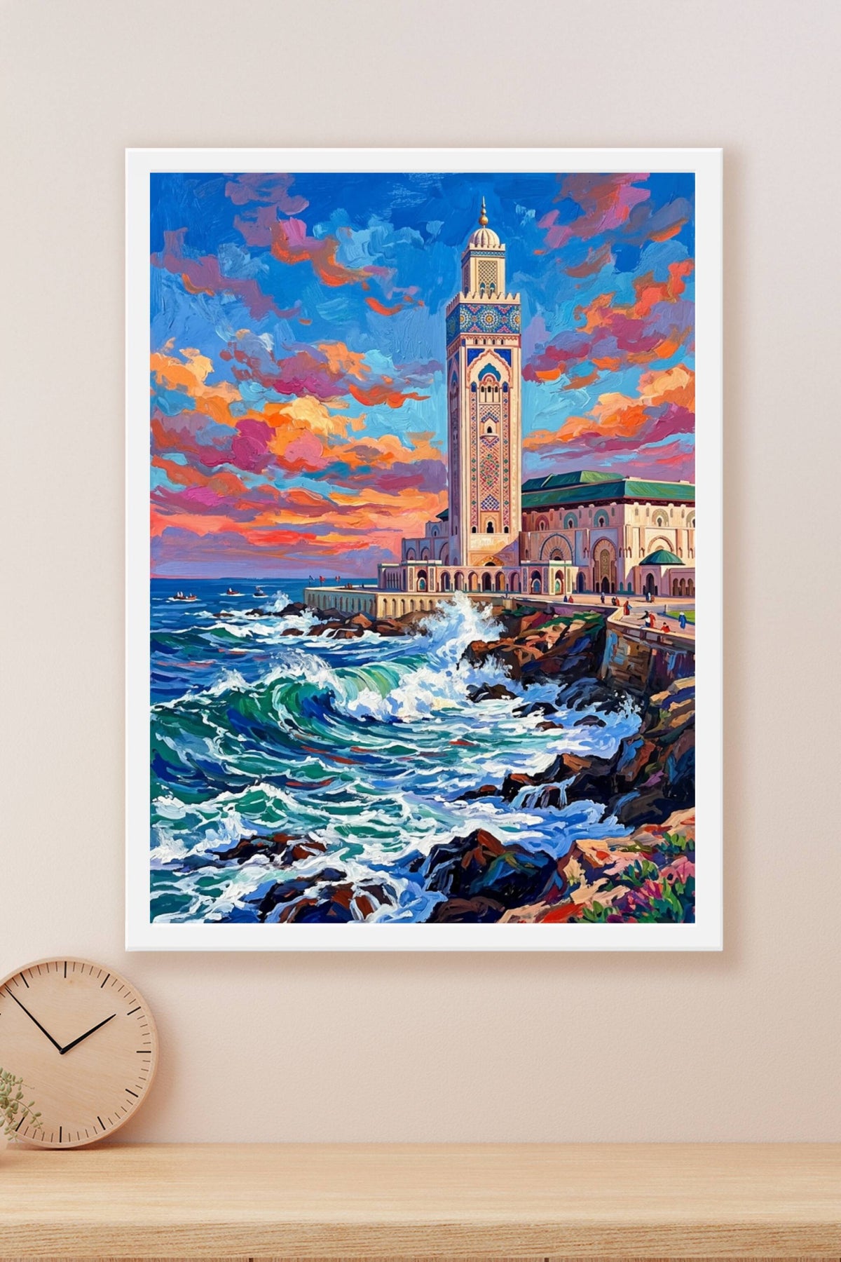 Affiche de la Mosquée Hassan II du Maroc, vagues