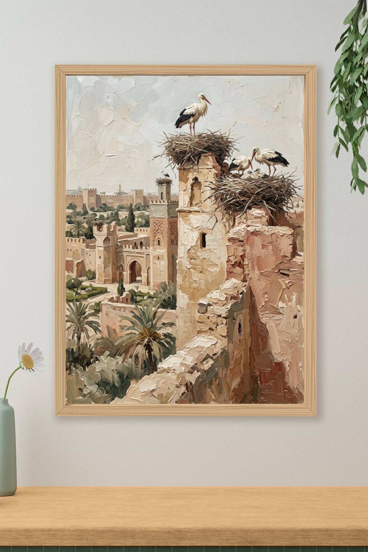 Affiche Cigognes du Maroc, poster nids sur les remparts