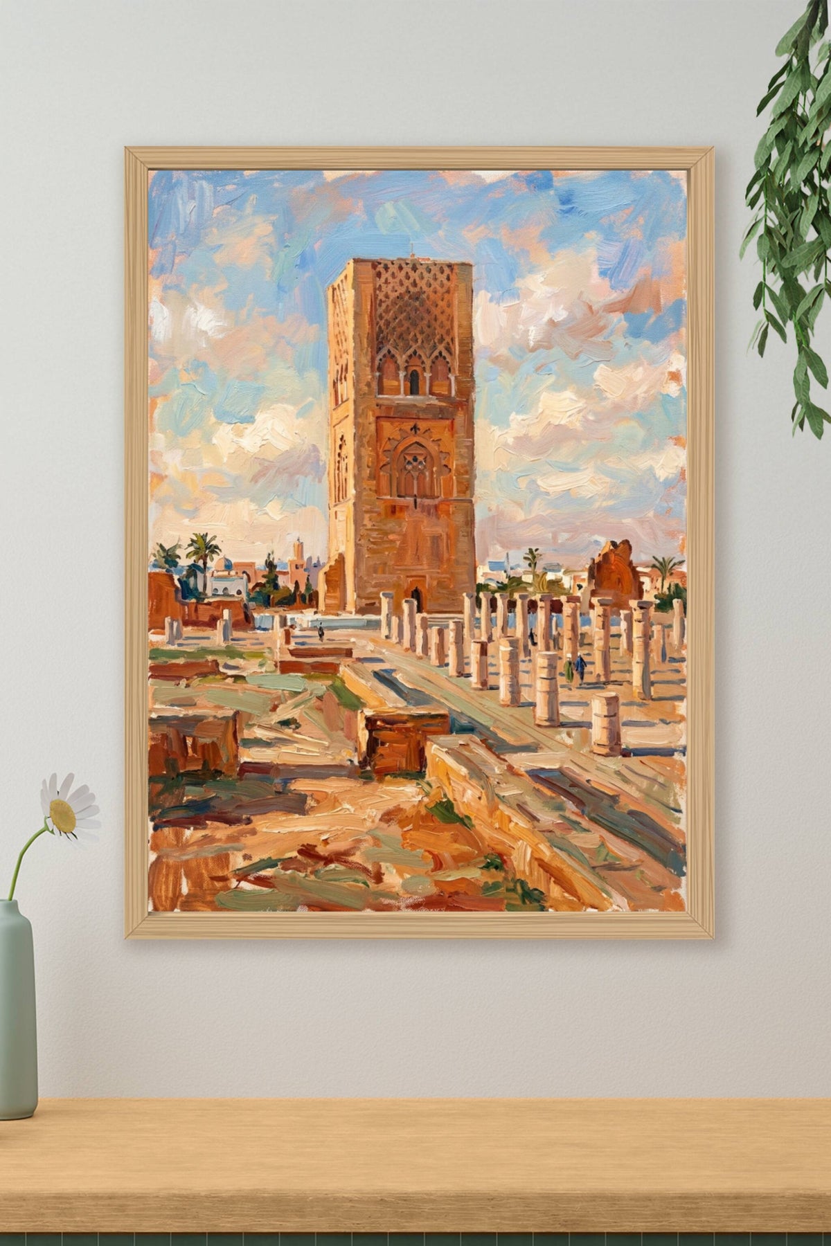 Affiche de la Tour Hassan, poster monument Rabat Maroc