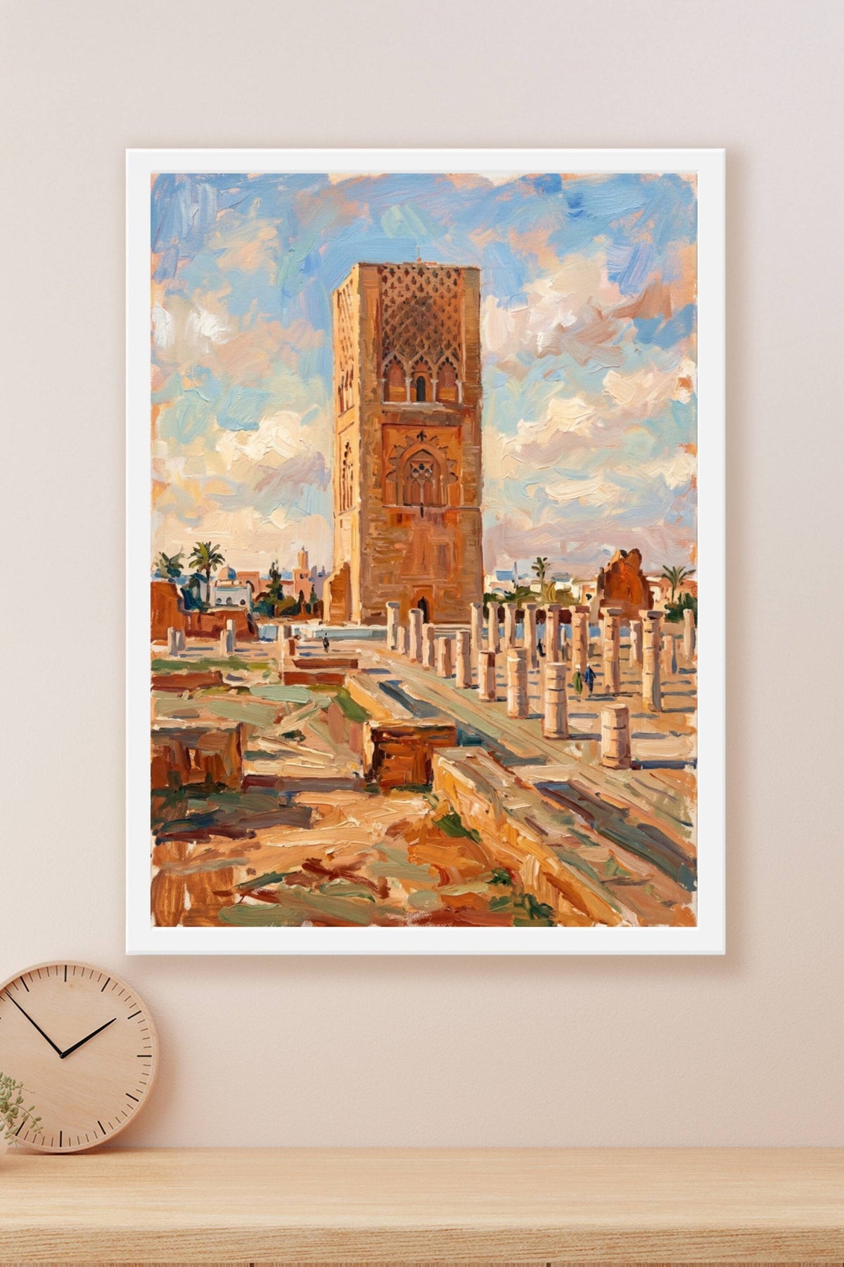 Affiche de la Tour Hassan, poster monument Rabat Maroc