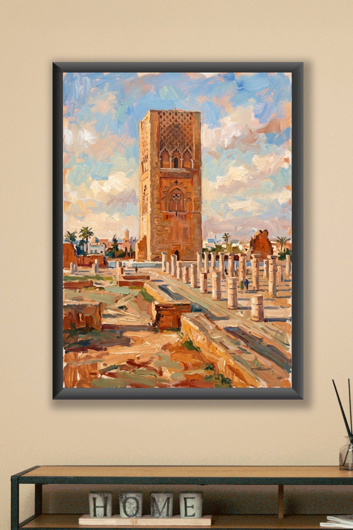 Affiche de la Tour Hassan, poster monument Rabat Maroc