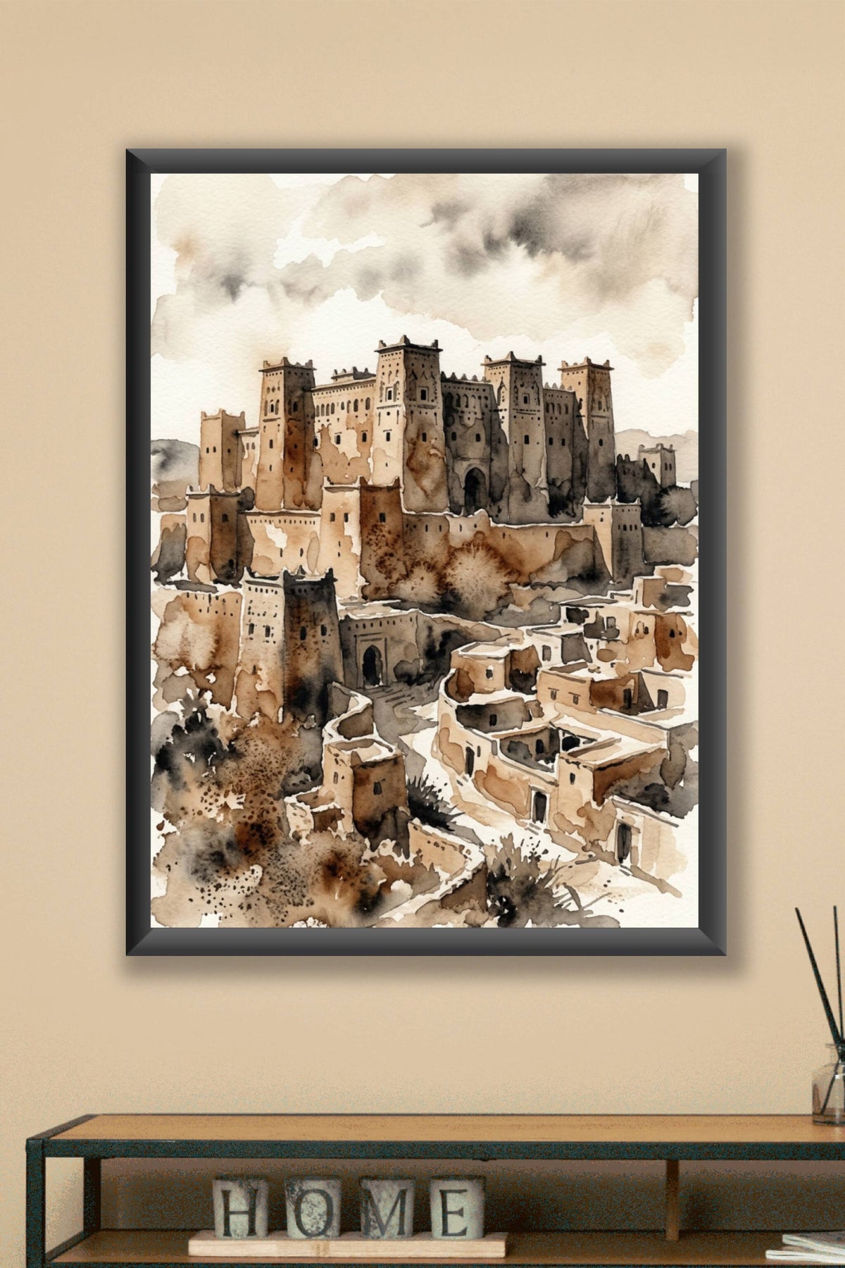 Affiche Kasbah du Maroc, poster architecture en terre