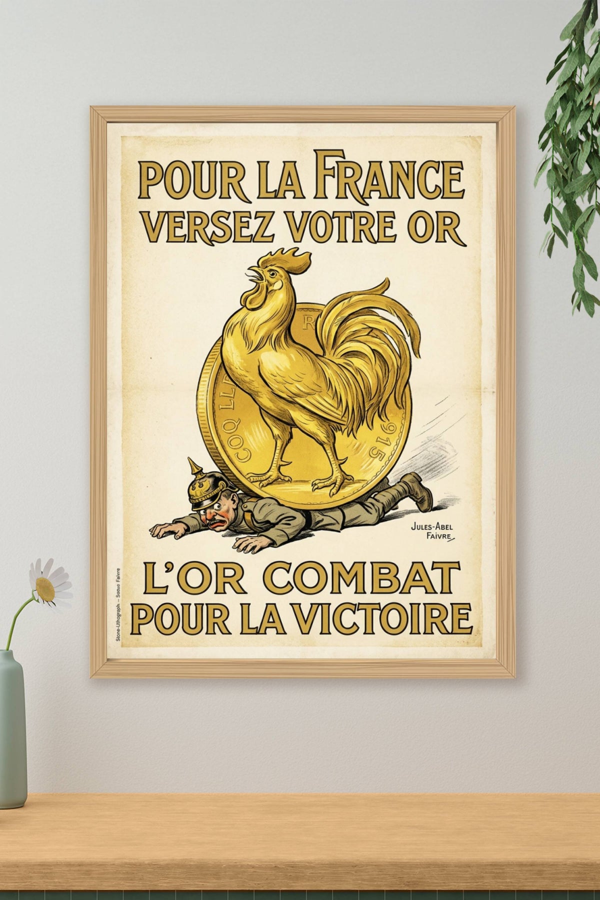 Affiche de propagande Versez votre or, poster coq gaulois