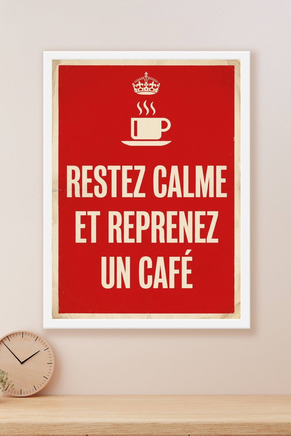 Affiche de propagande Restez Calme, poster café vintage