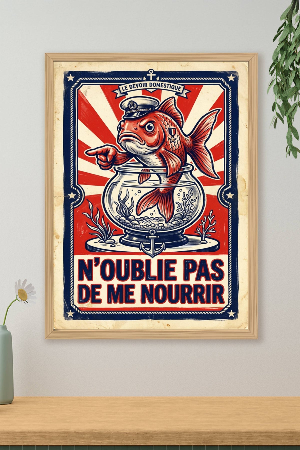 Poster de propagande Poisson Rouge, affiche capitaine