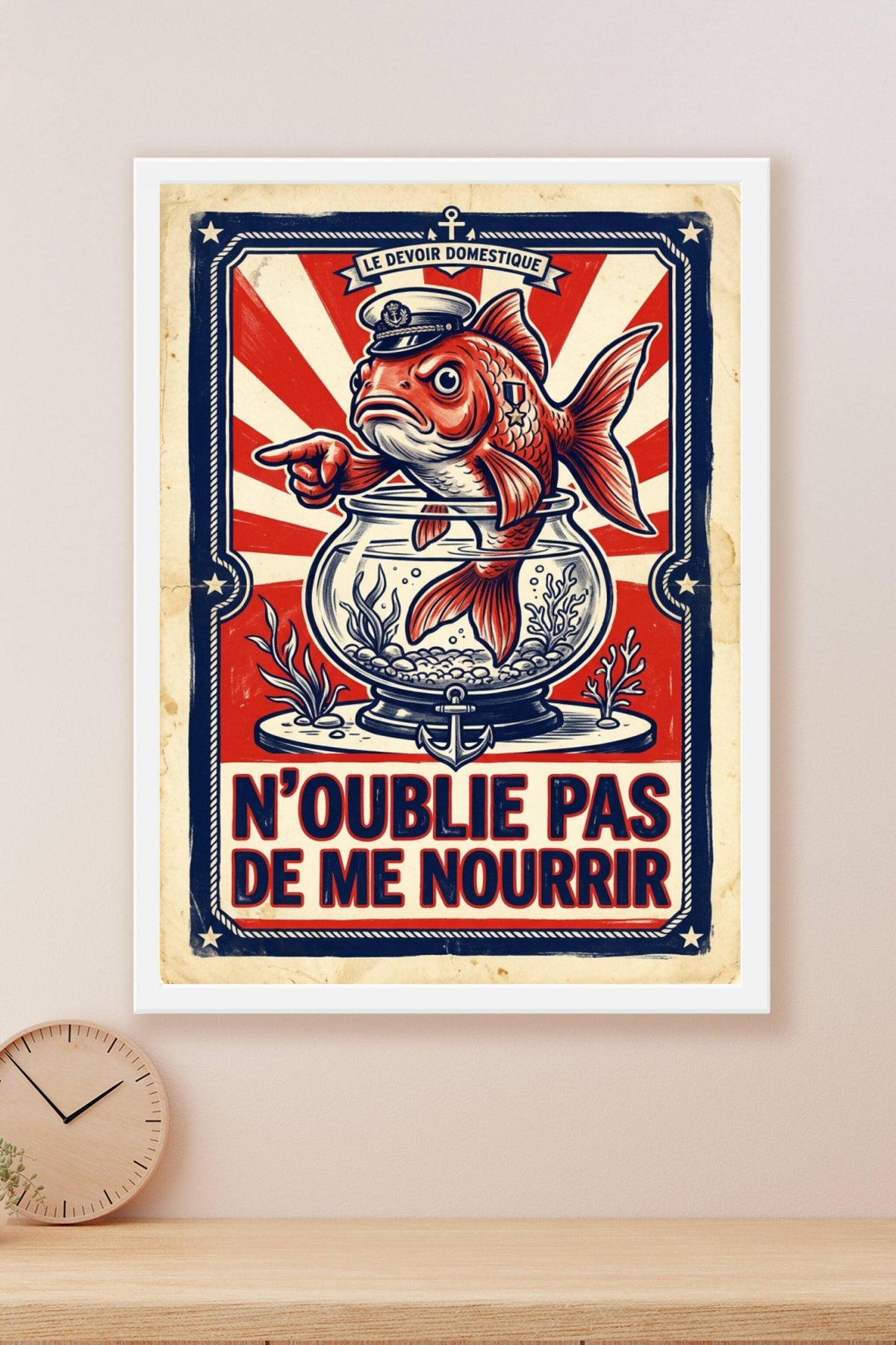 Poster de propagande Poisson Rouge, affiche capitaine