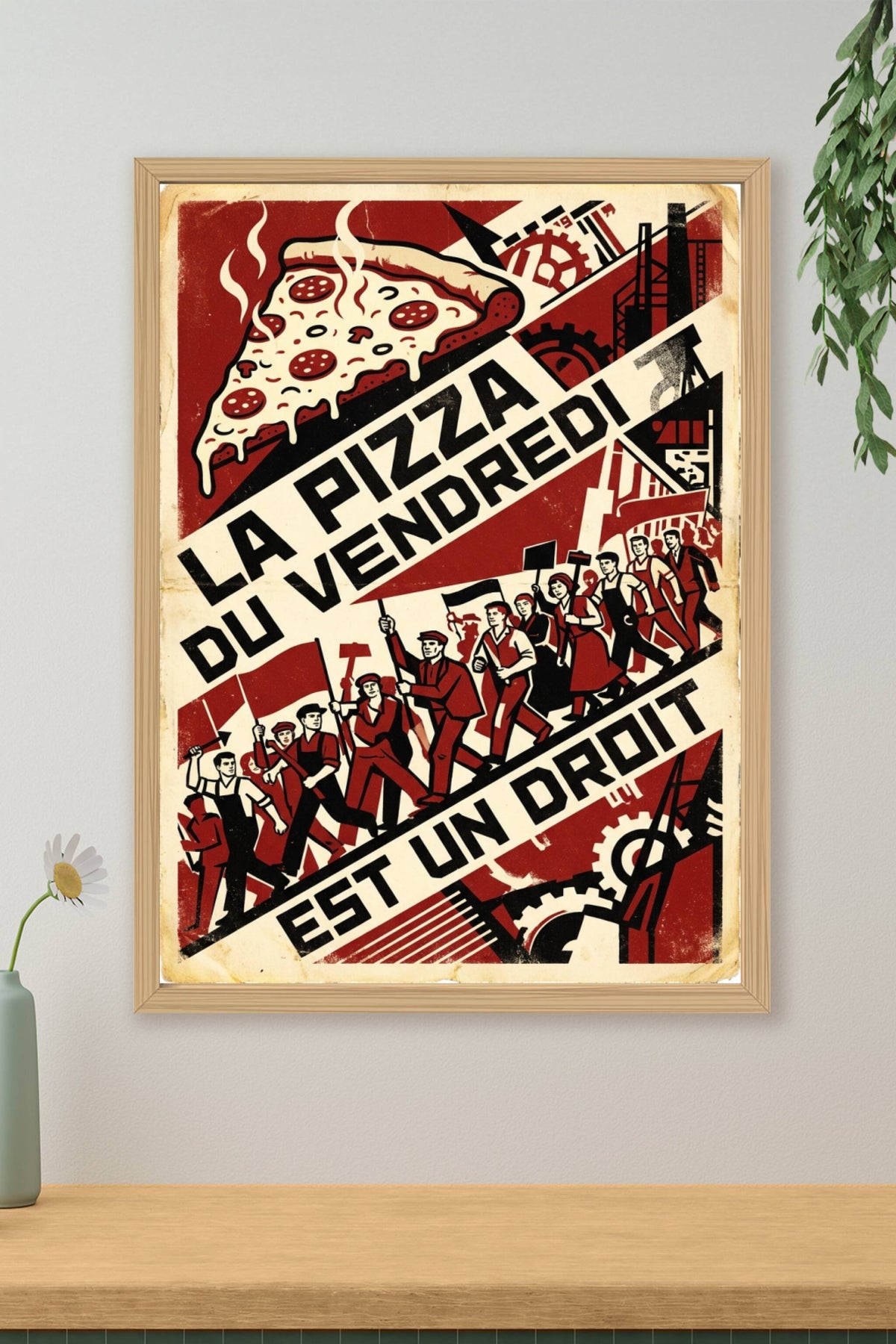 Poster de la pizza du vendredi de propagande, vintage