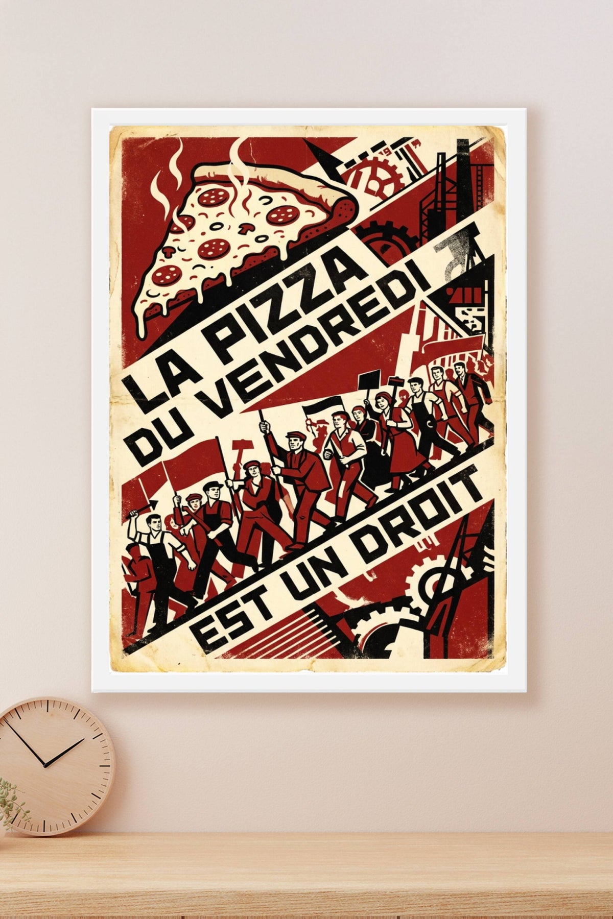 Poster de la pizza du vendredi de propagande, vintage