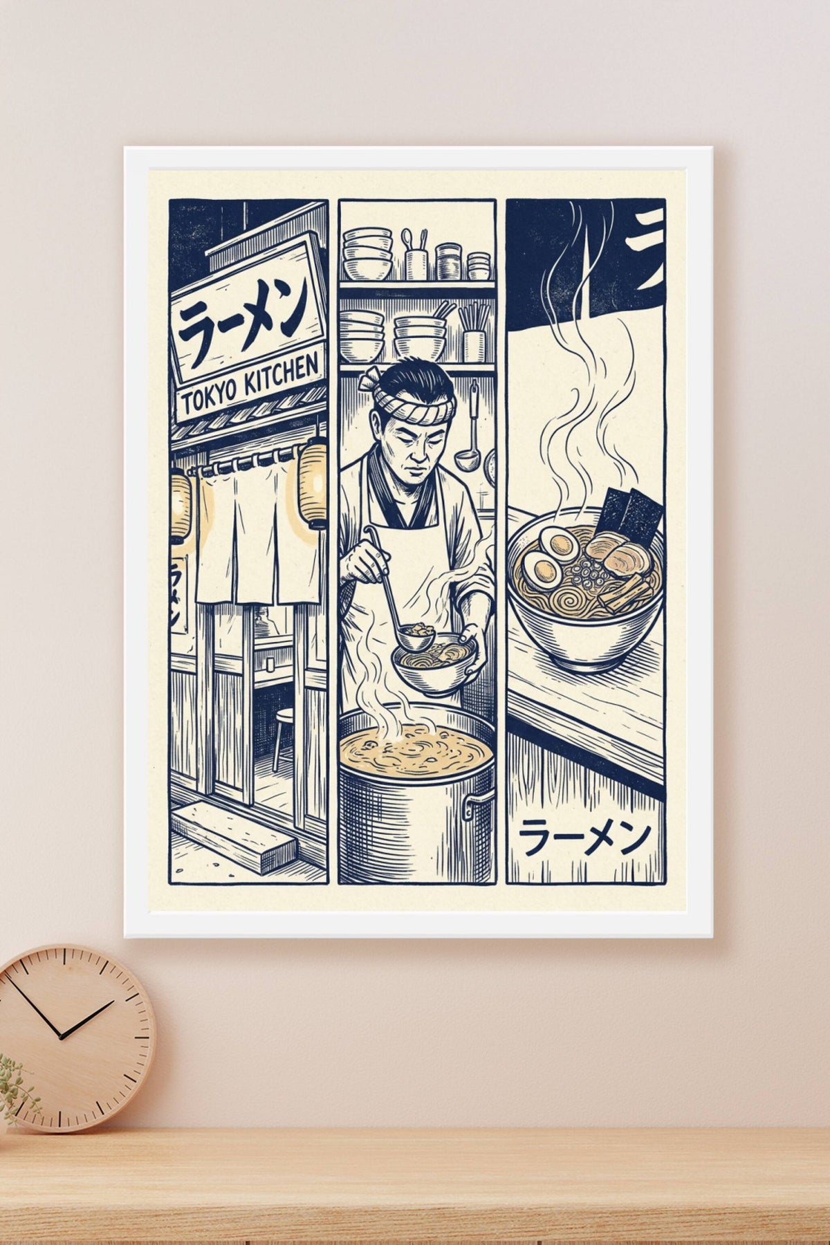 Affiche Ramen Tokyo Kitchen, poster style triptyque