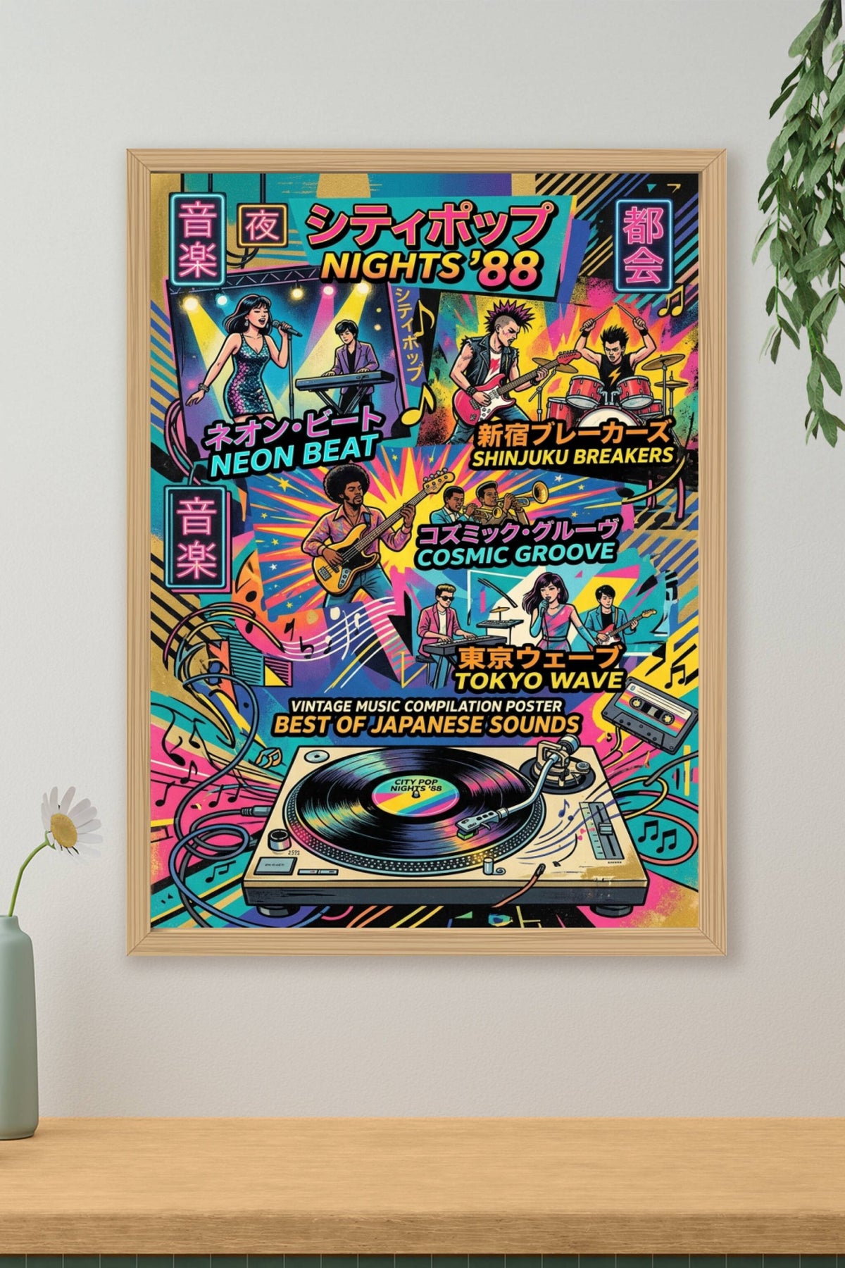 Poster City Pop japonais, affiche ambiance vintage 88