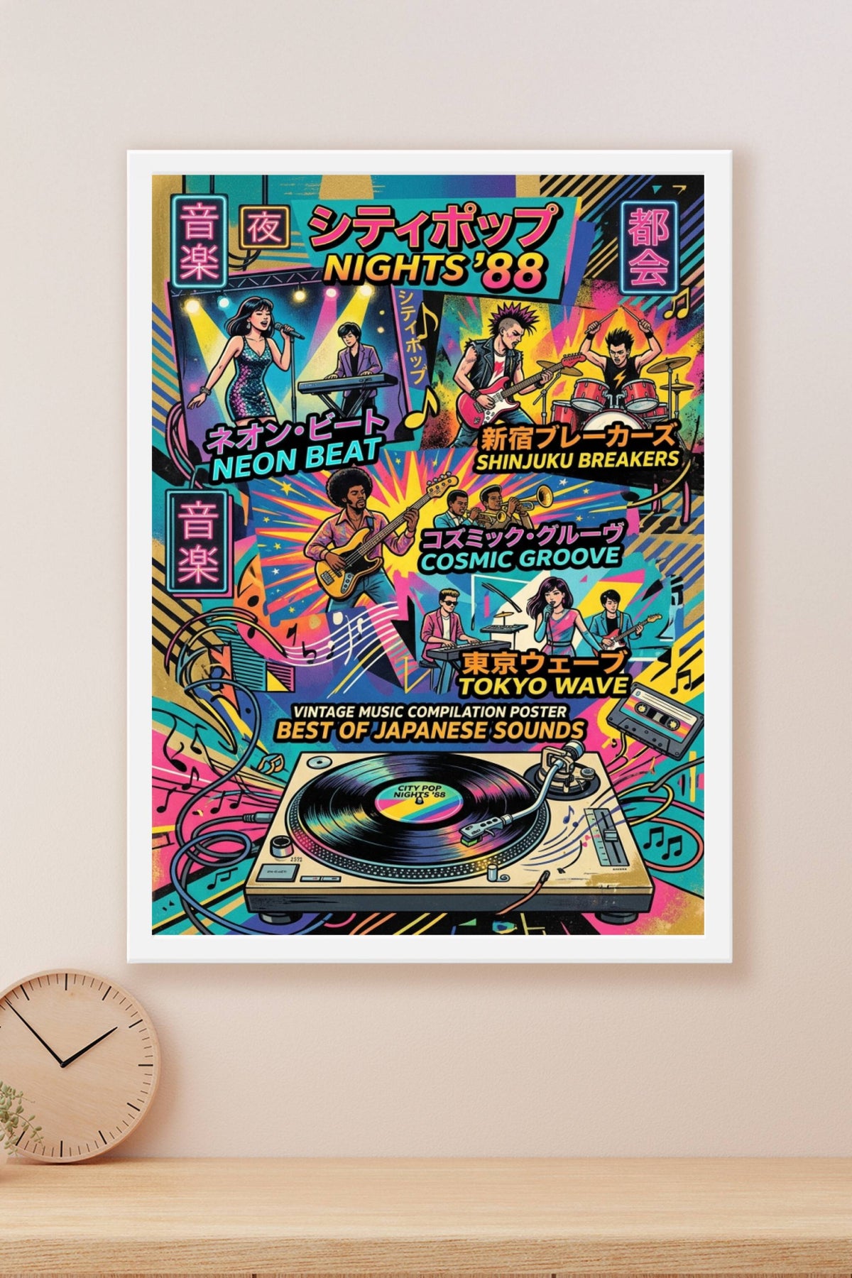 Poster City Pop japonais, affiche ambiance vintage 88