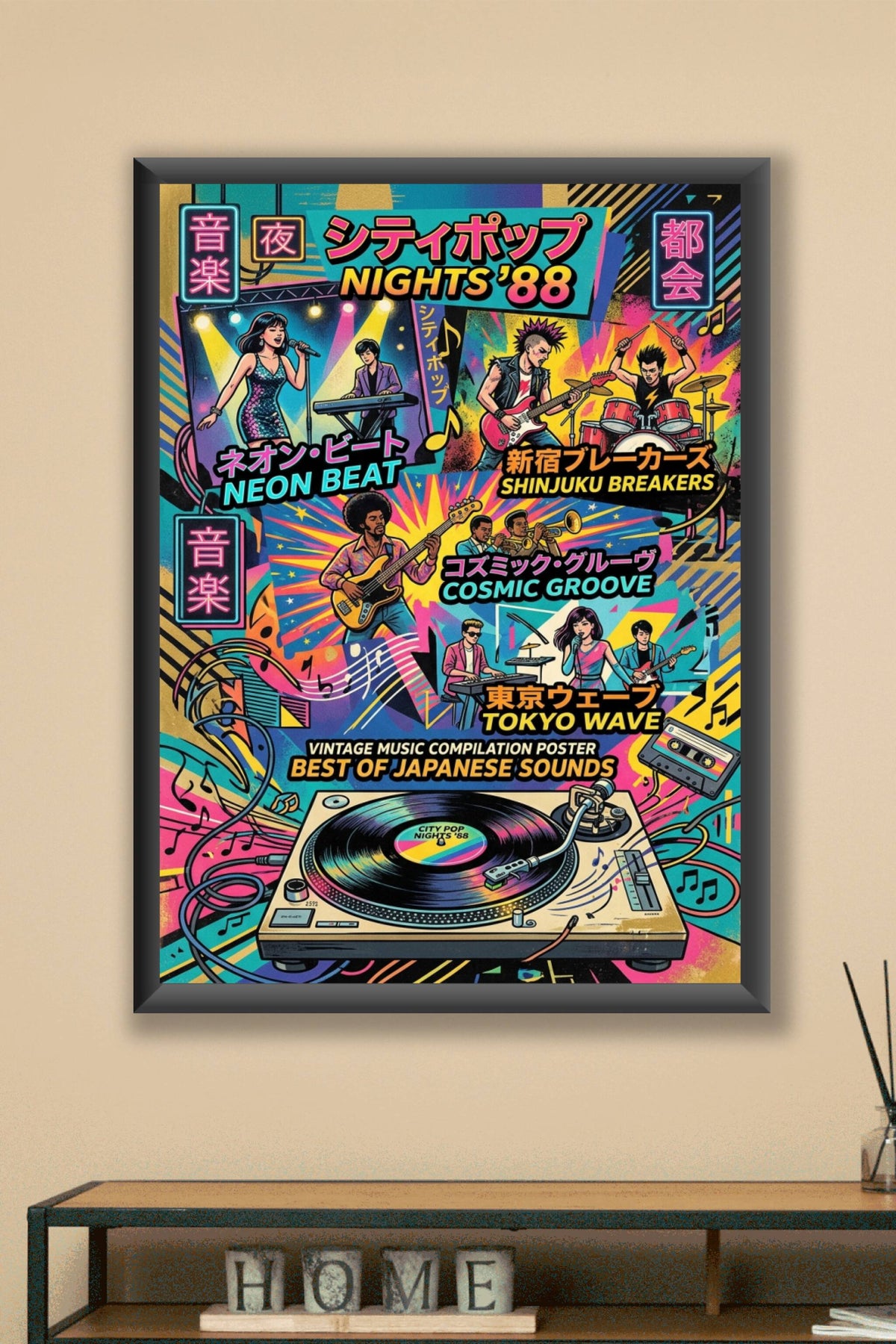 Poster City Pop japonais, affiche ambiance vintage 88