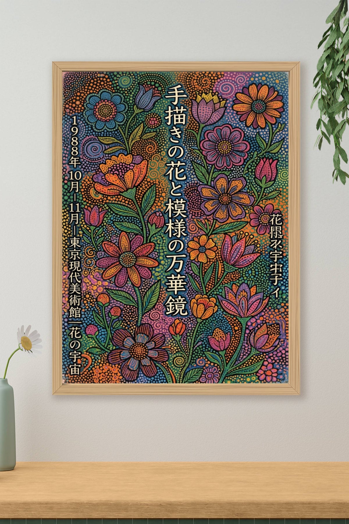 Affiche Exposition de fleurs japonaises, poster vintage