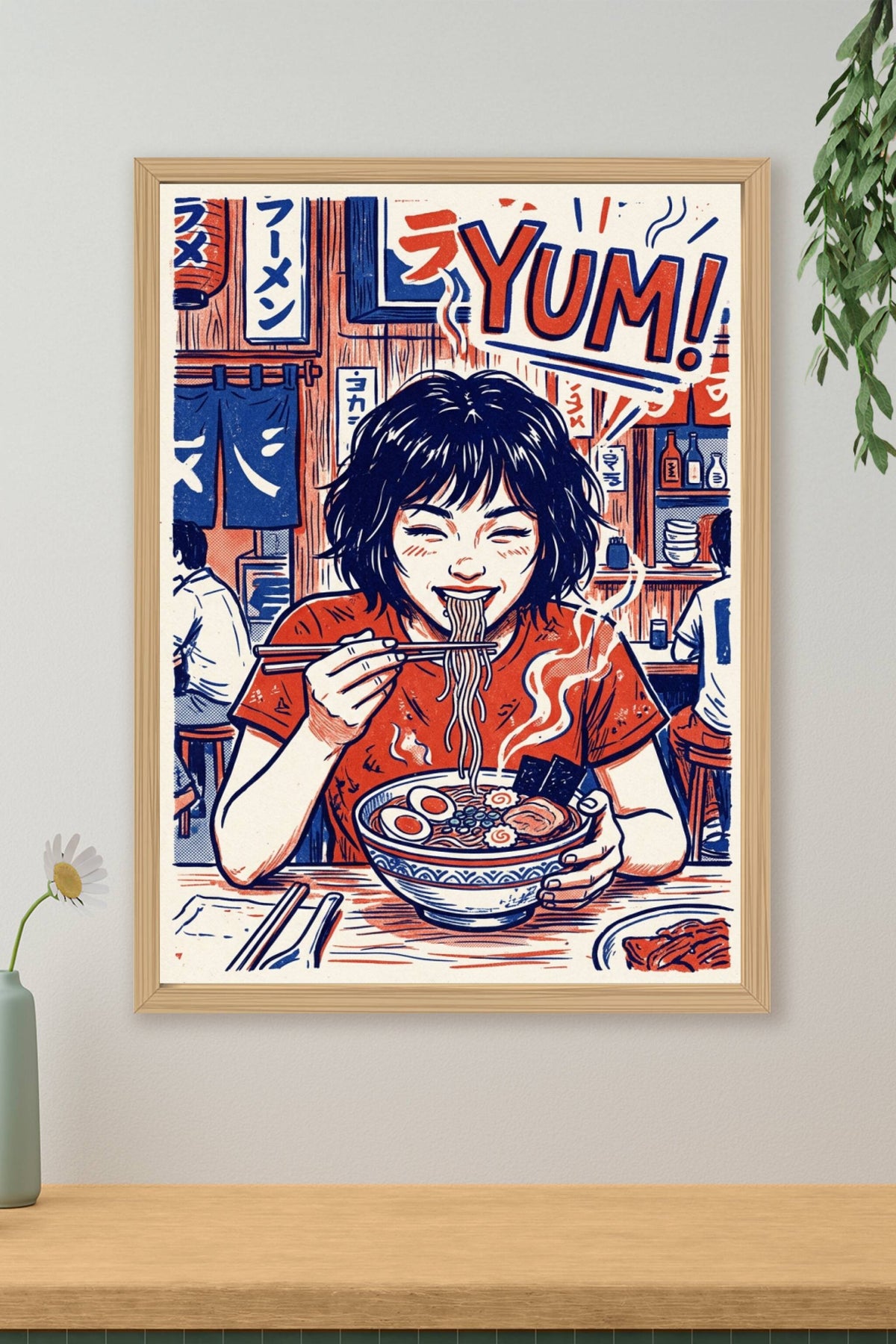 Affiche Ramen du Japon, poster illustration vintage
