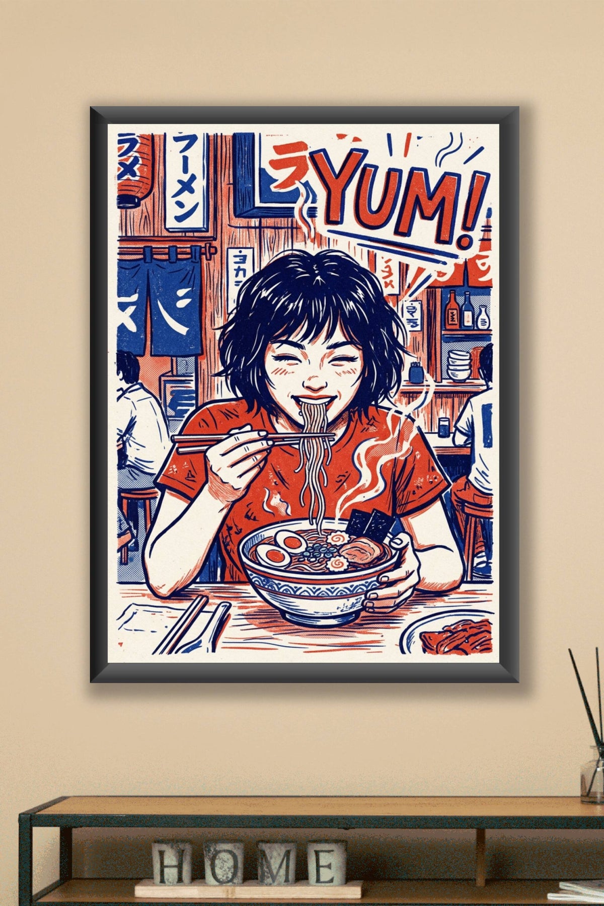 Affiche Ramen du Japon, poster illustration vintage