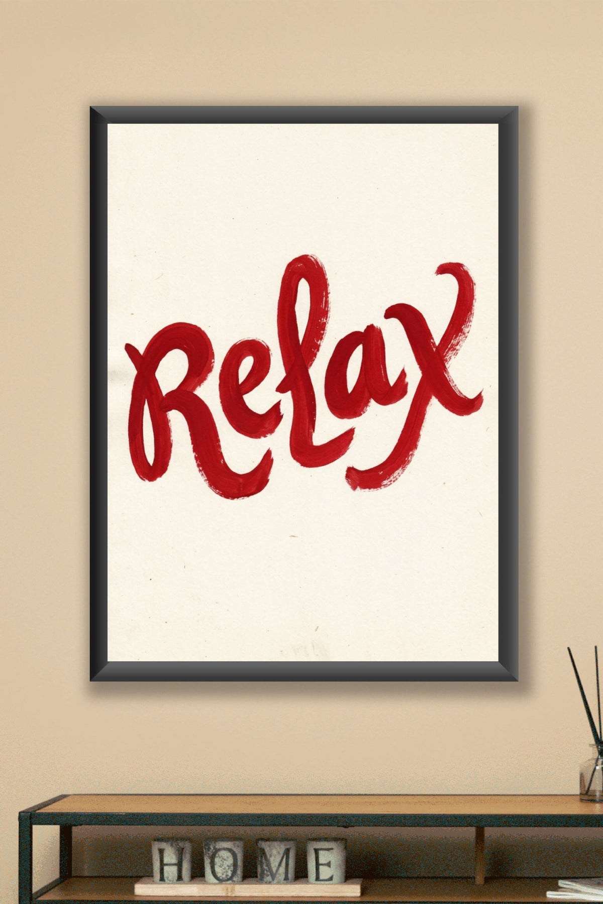 Affiche Relax, poster lettrage calligraphie rouge