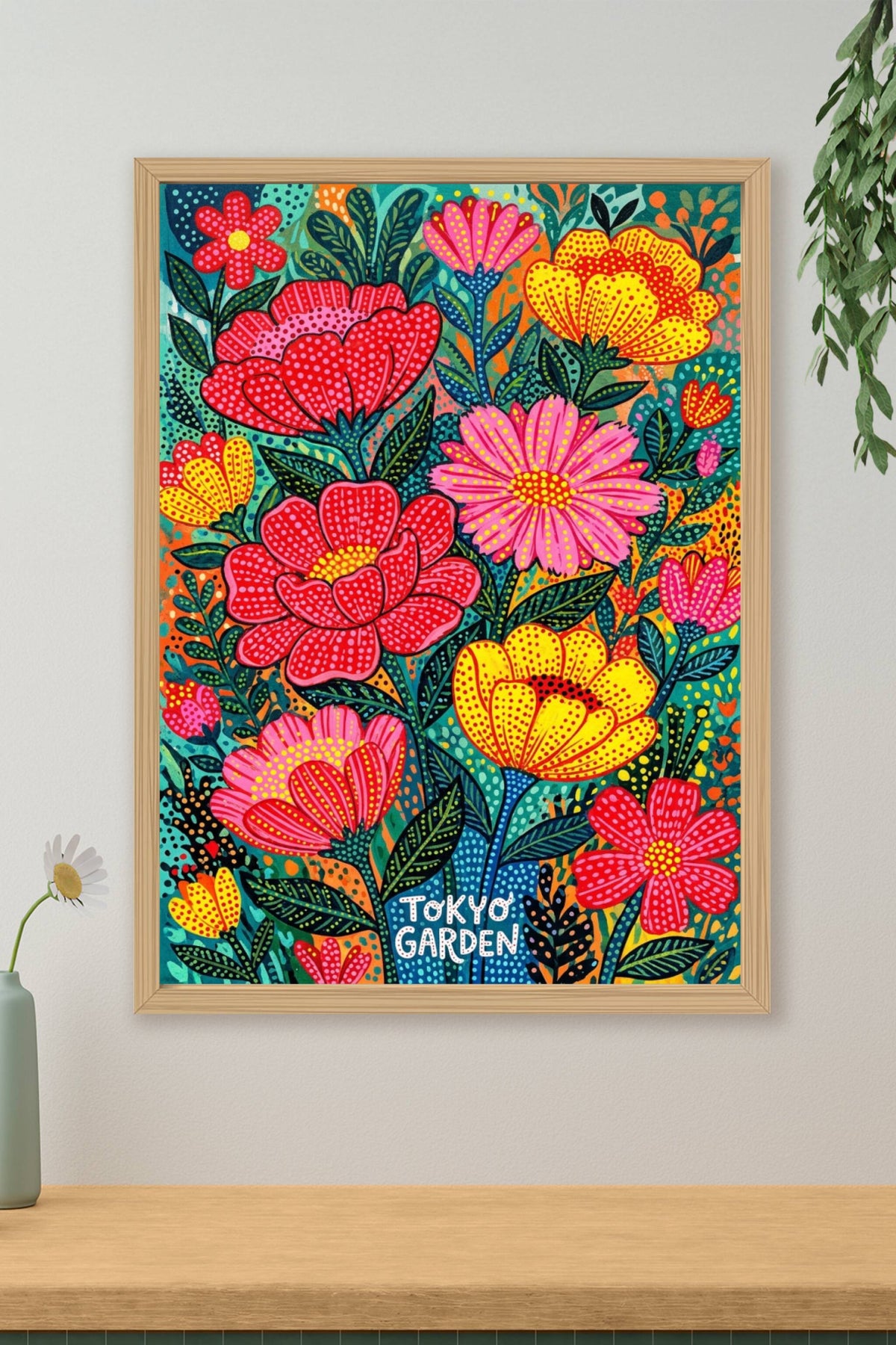 Affiche Tokyo Garden, poster motifs pointillistes