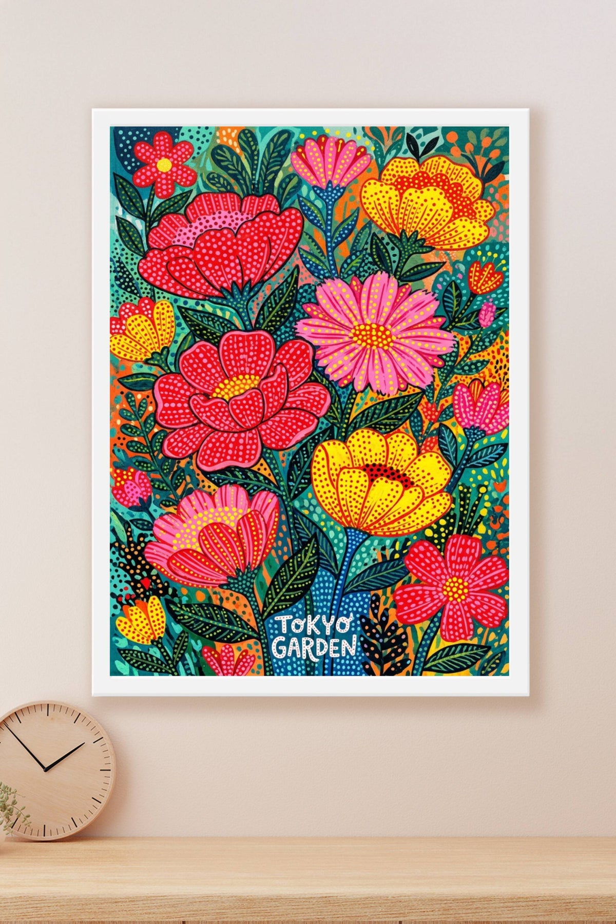 Affiche Tokyo Garden, poster motifs pointillistes