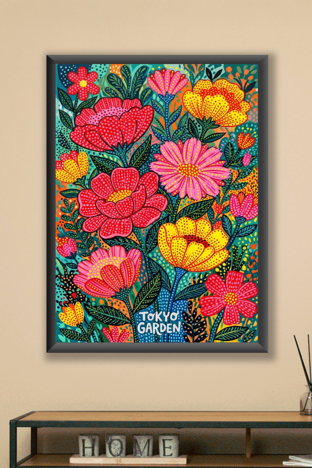 Affiche Tokyo Garden, poster motifs pointillistes