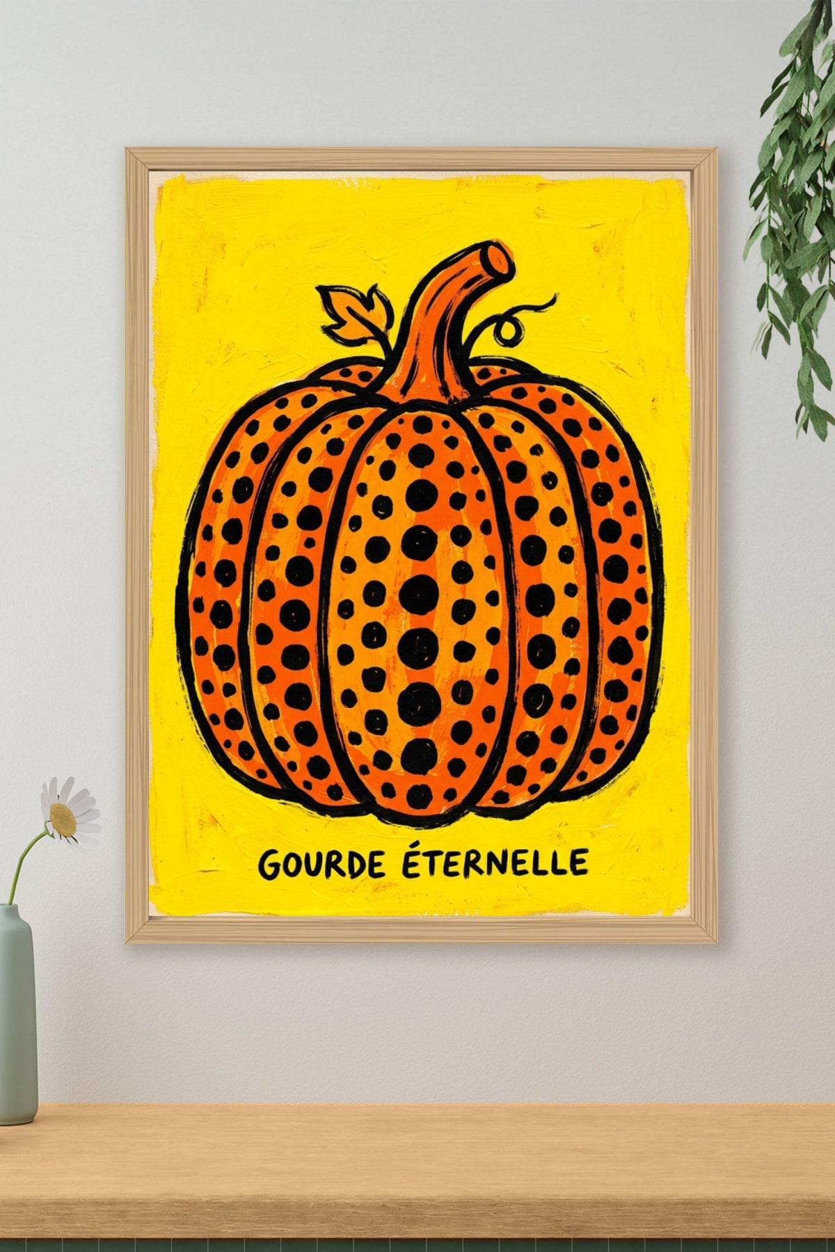 Affiche Gourde éternelle, poster vintage pois noirs