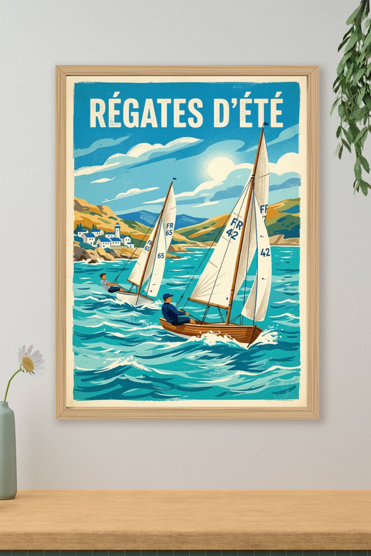 Poster Régates d'été, affiche voiliers FR 42 et FR 65