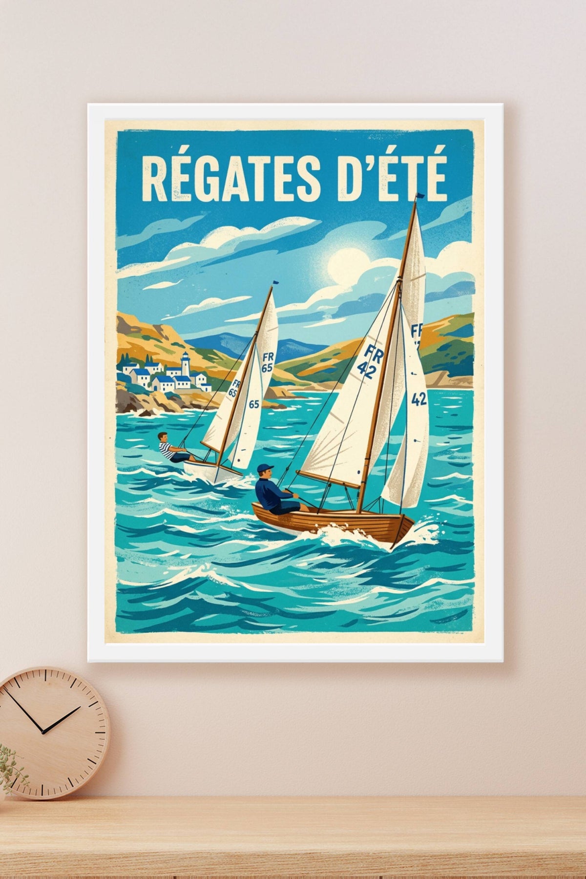 Poster Régates d'été, affiche voiliers FR 42 et FR 65