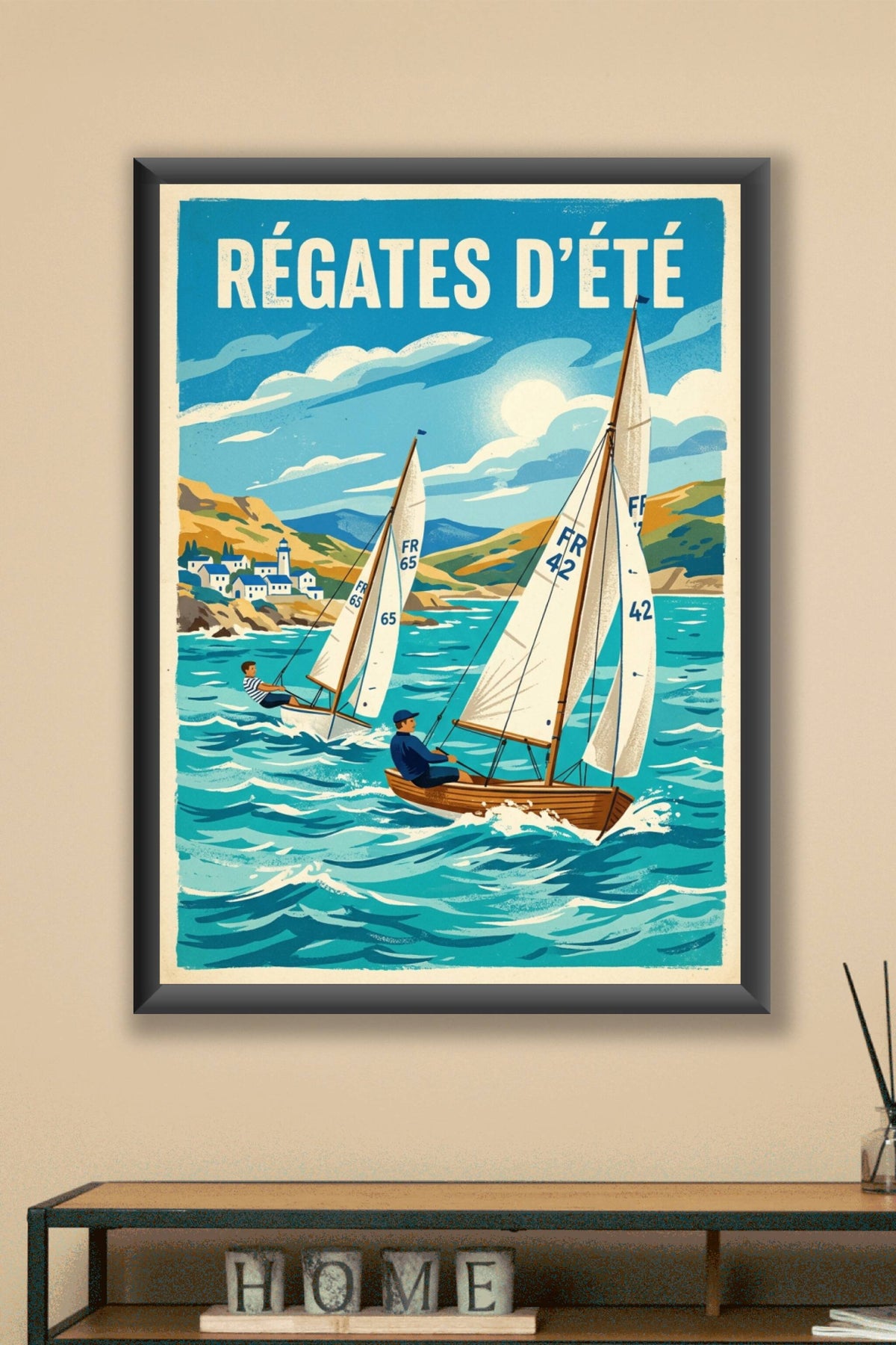 Poster Régates d'été, affiche voiliers FR 42 et FR 65