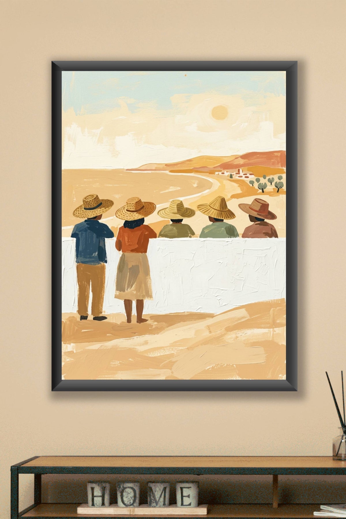 Affiche Méditerranée, chapeaux de paille