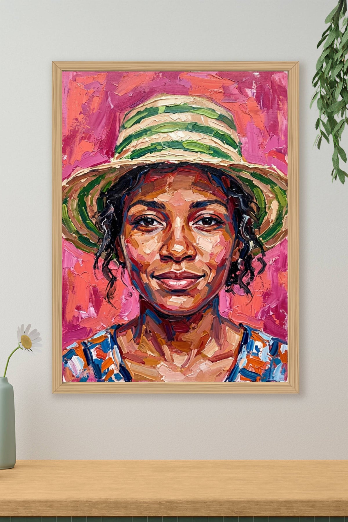 Poster Femme au chapeau, affiche peinture à l'huile