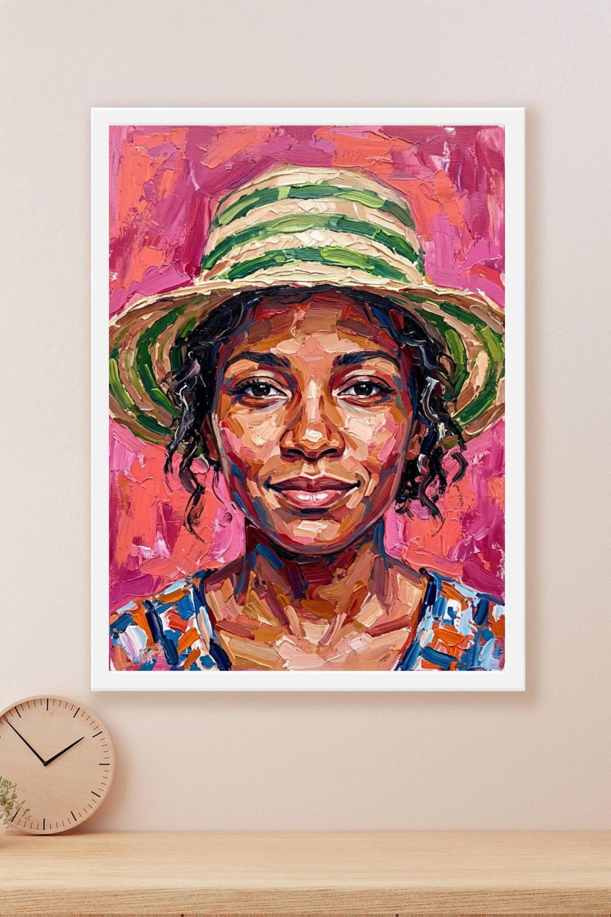 Poster Femme au chapeau, affiche peinture à l'huile