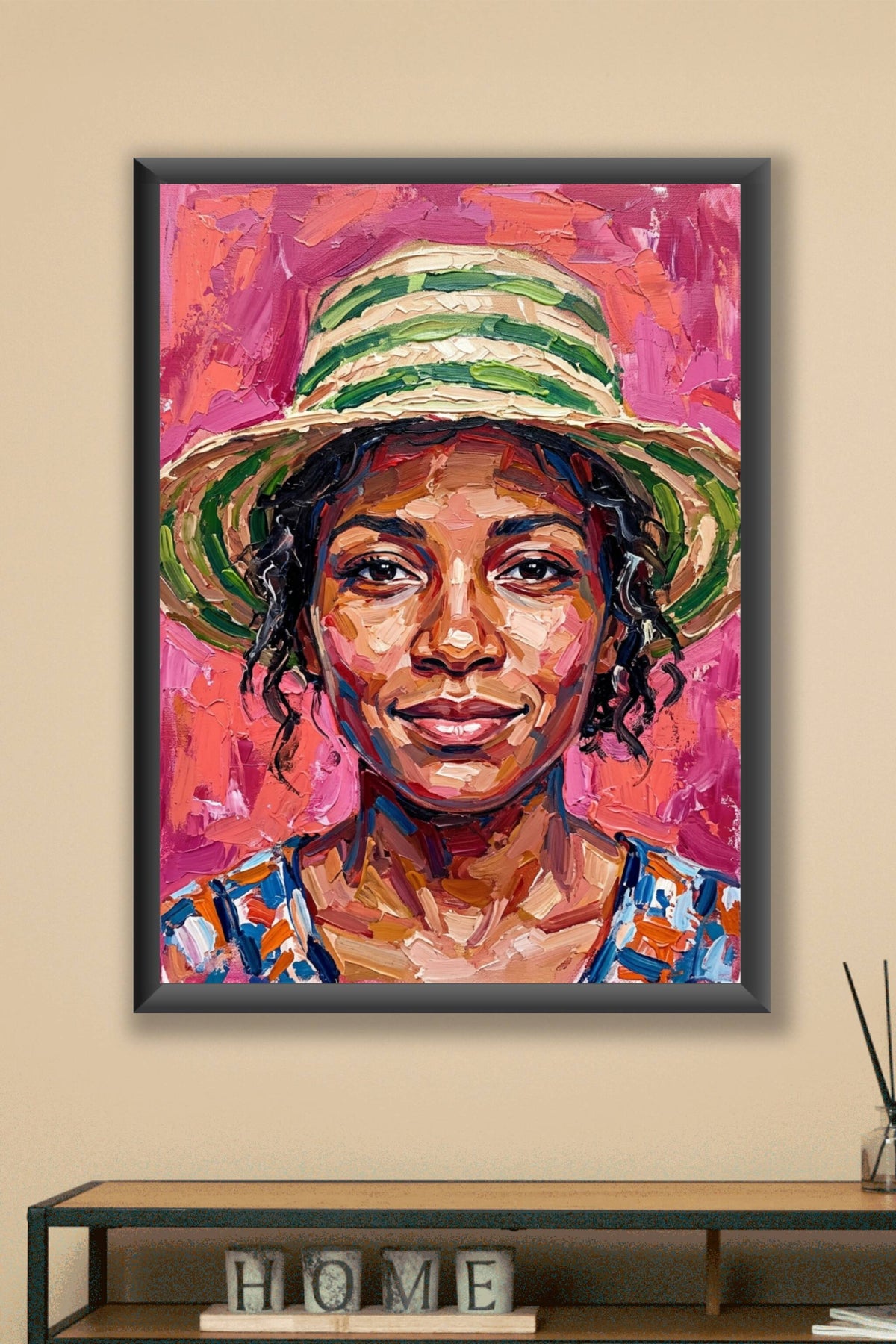 Poster Femme au chapeau, affiche peinture à l'huile